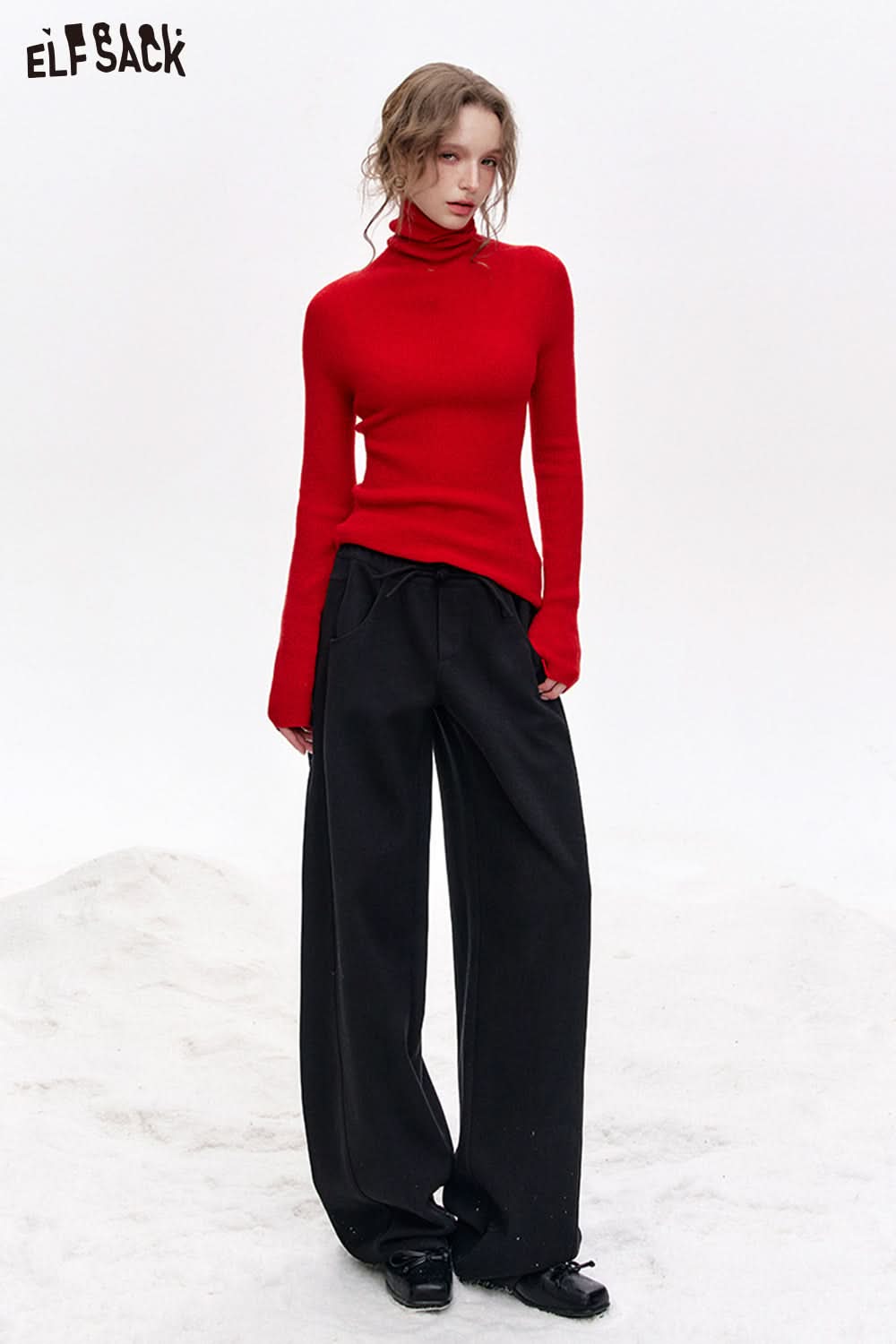 ELFSACK Bowknot Red Sports Plush Casual Sports Pants