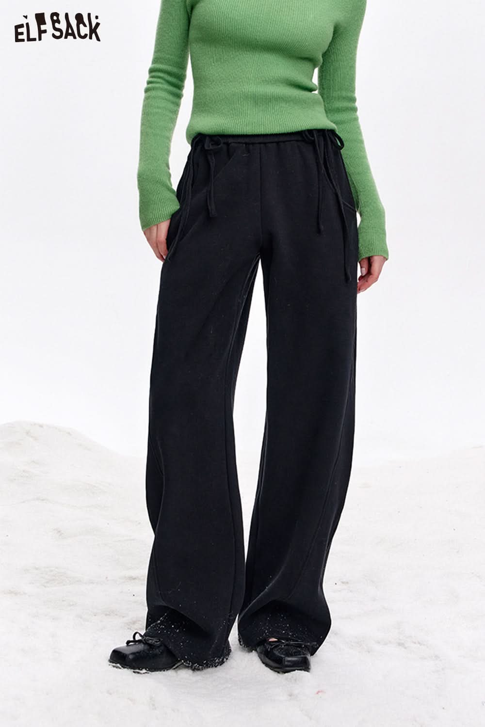 ELFSACK Bowknot Red Sports Plush Casual Sports Pants