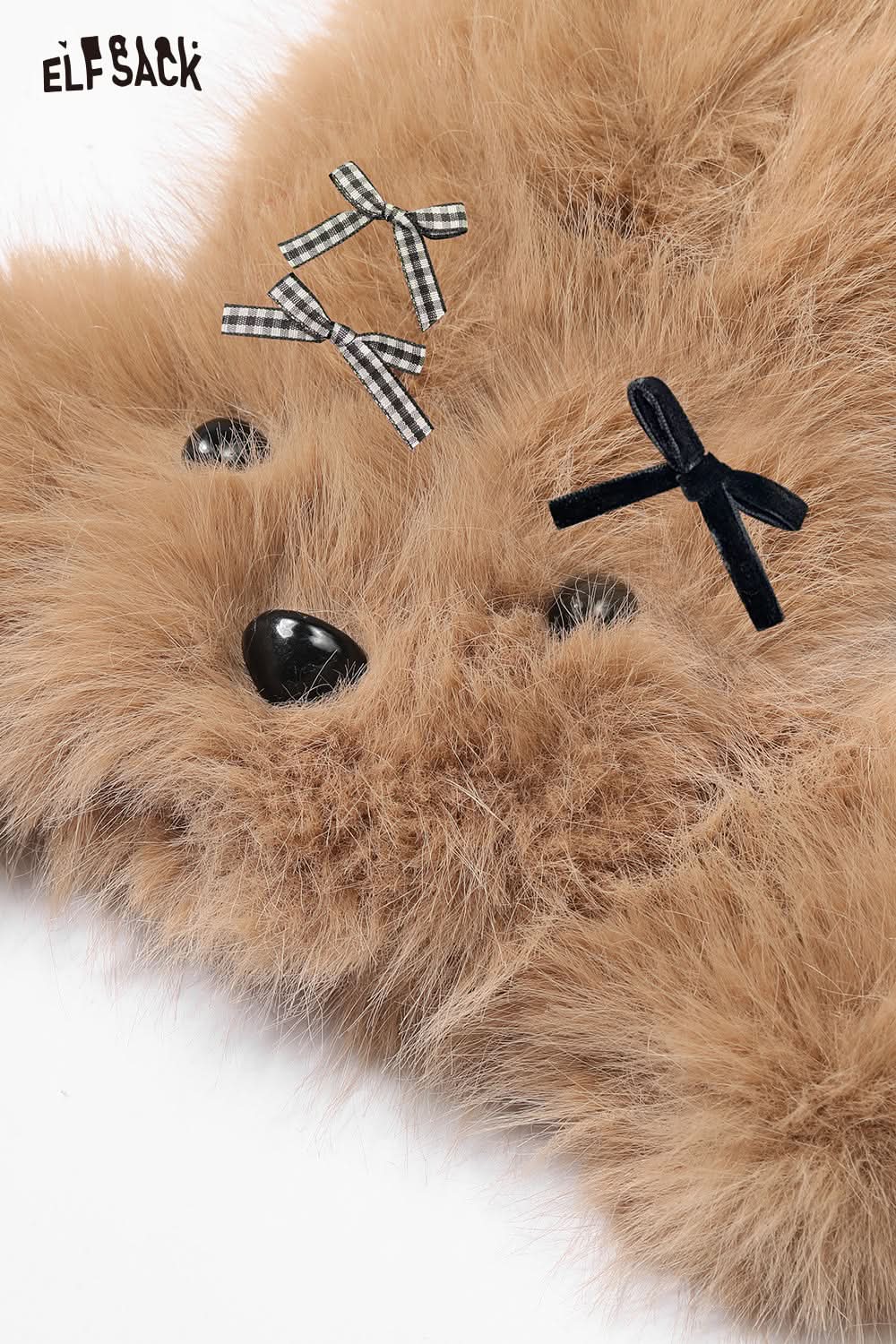 ELFSACK Vintage Y2K Plush Scarf Women Warm Cute Puppy Neck Scarf