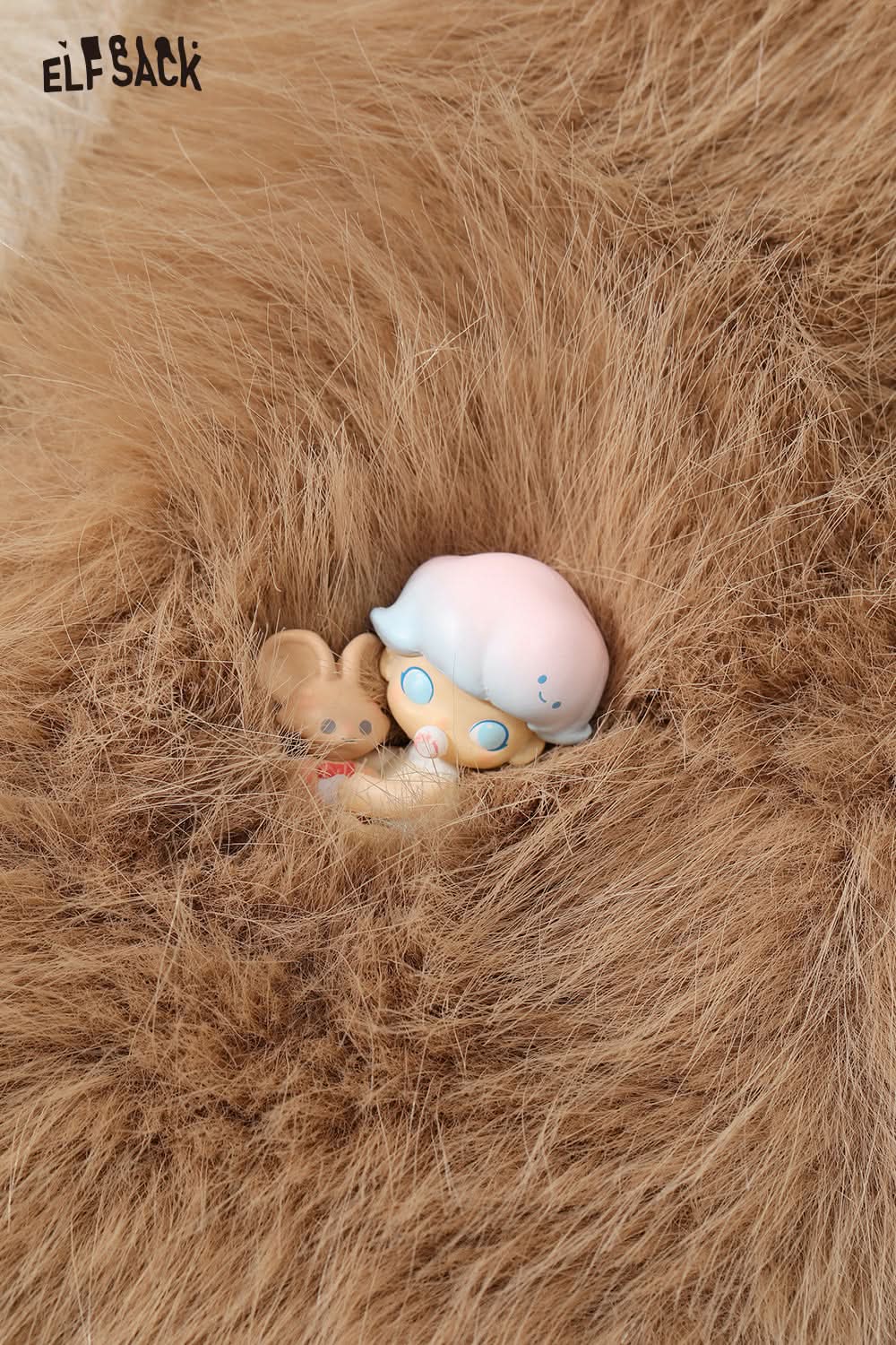 ELFSACK Vintage Y2K Plush Scarf Women Warm Cute Puppy Neck Scarf