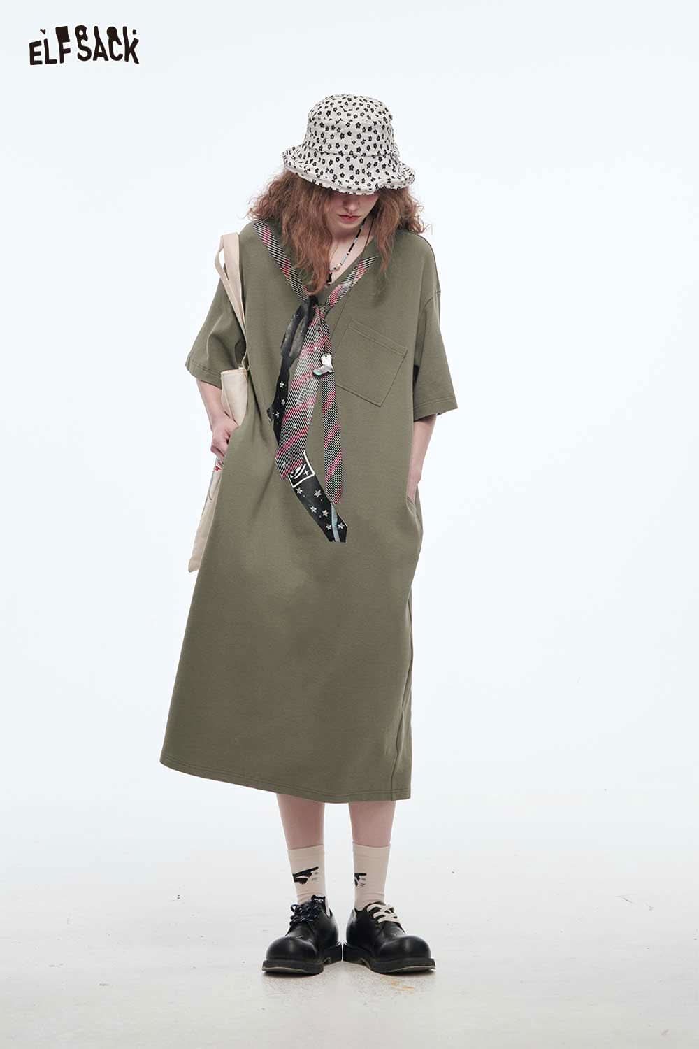 ELFSACK Women Pullover T-Shirt Dress