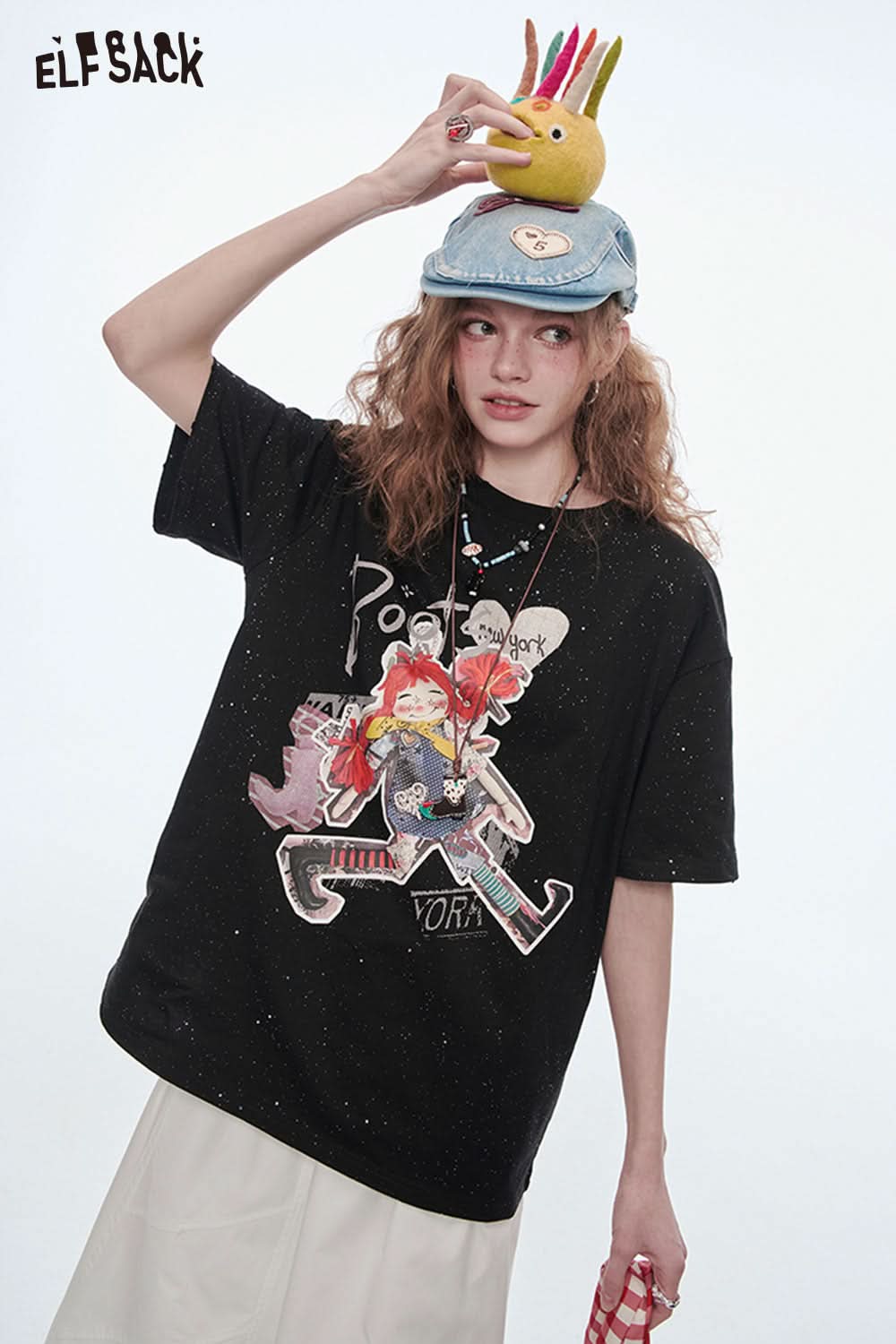 ELFSACK Sequins Original Girls Printed Short Sleeve T-Shirt Women