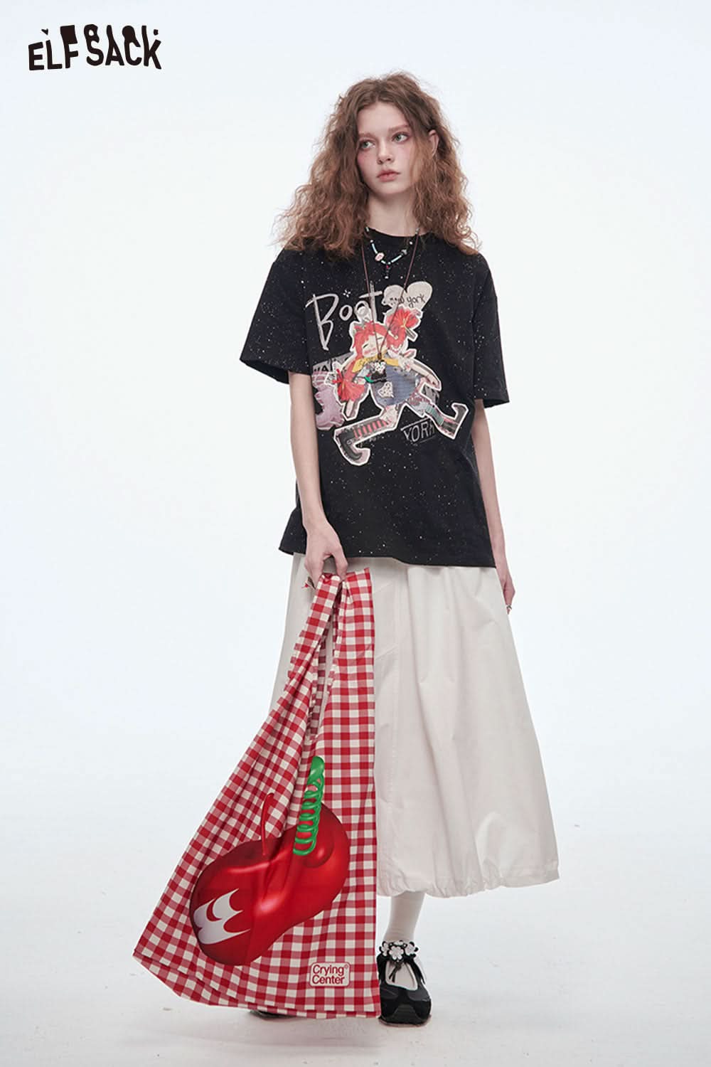 ELFSACK Sequins Original Girls Printed Short Sleeve T-Shirt Women