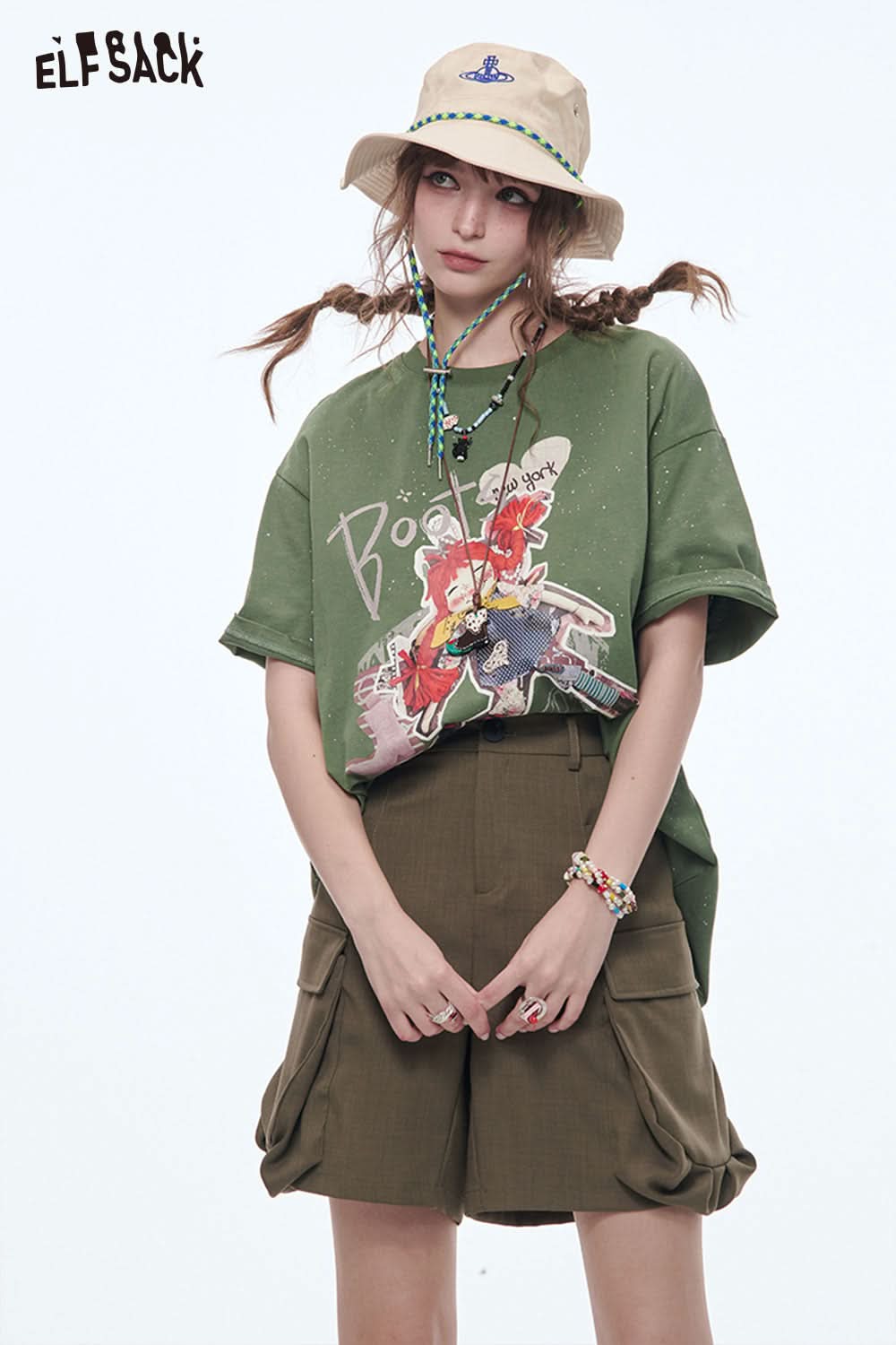 ELFSACK Sequins Original Girls Printed Short Sleeve T-Shirt Women