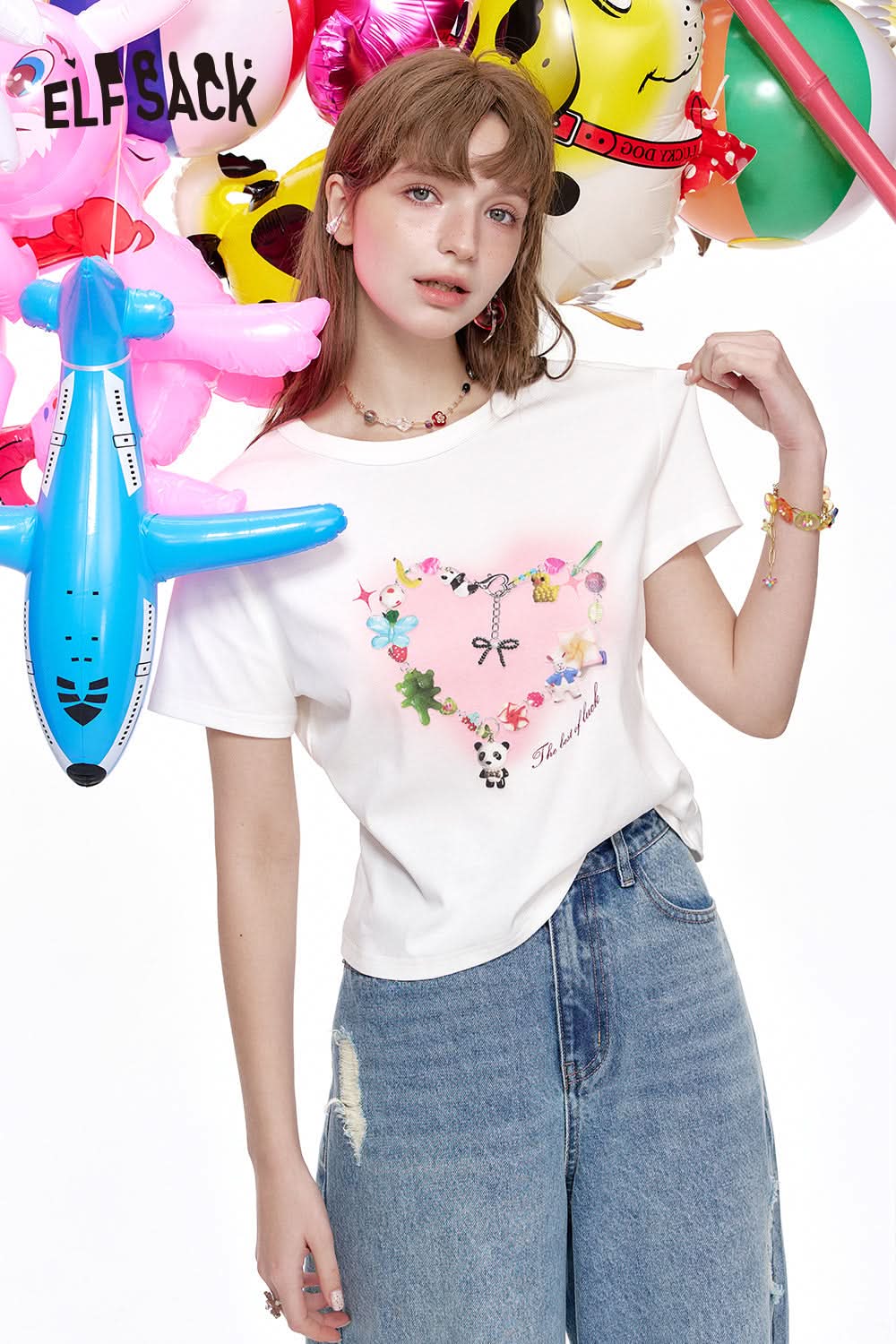ELFSACK White printed short sleeved T-shirt
