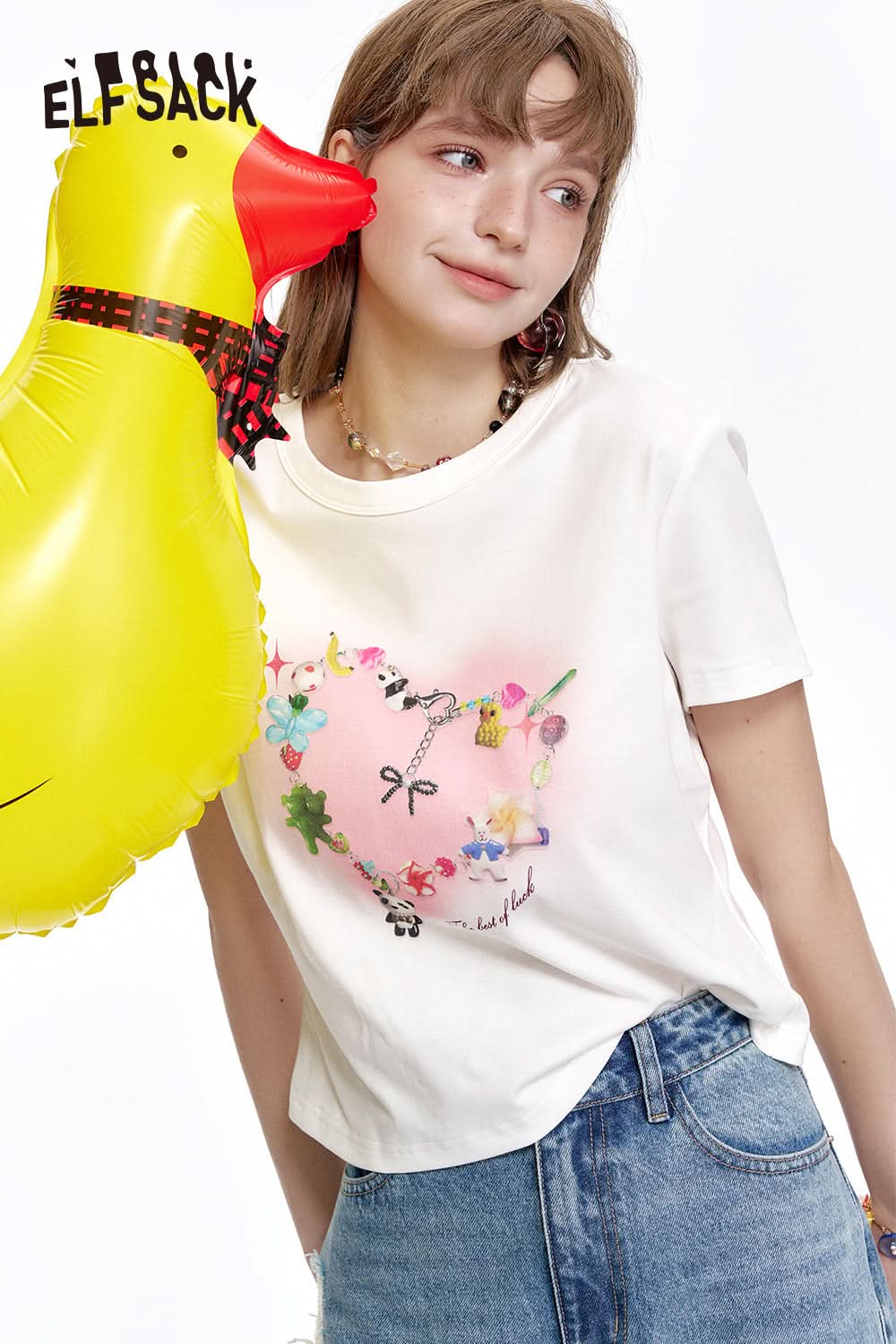 ELFSACK White printed short sleeved T-shirt