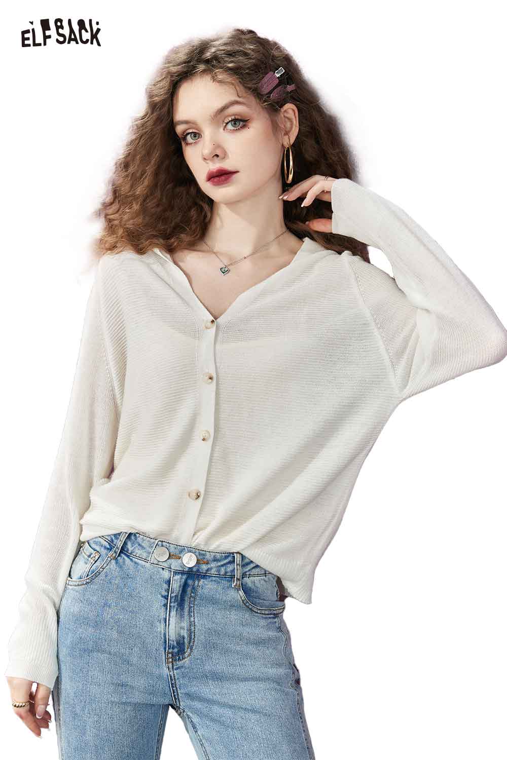 ELFSACK Button-Down Cardigan