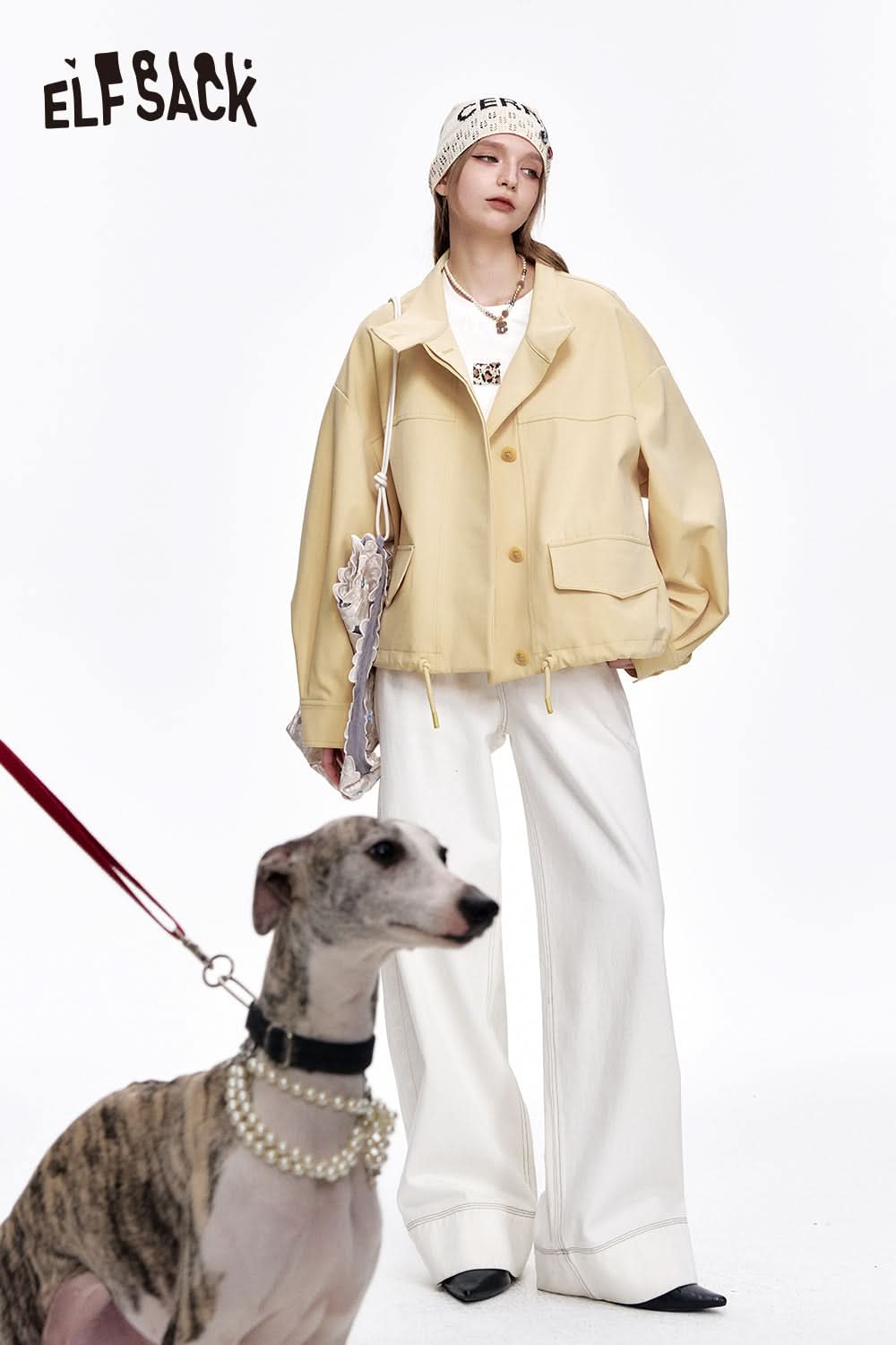 ELFSACK Versatile White Loose Straight Jeans Women Casual Commuting Wide Leg Pants