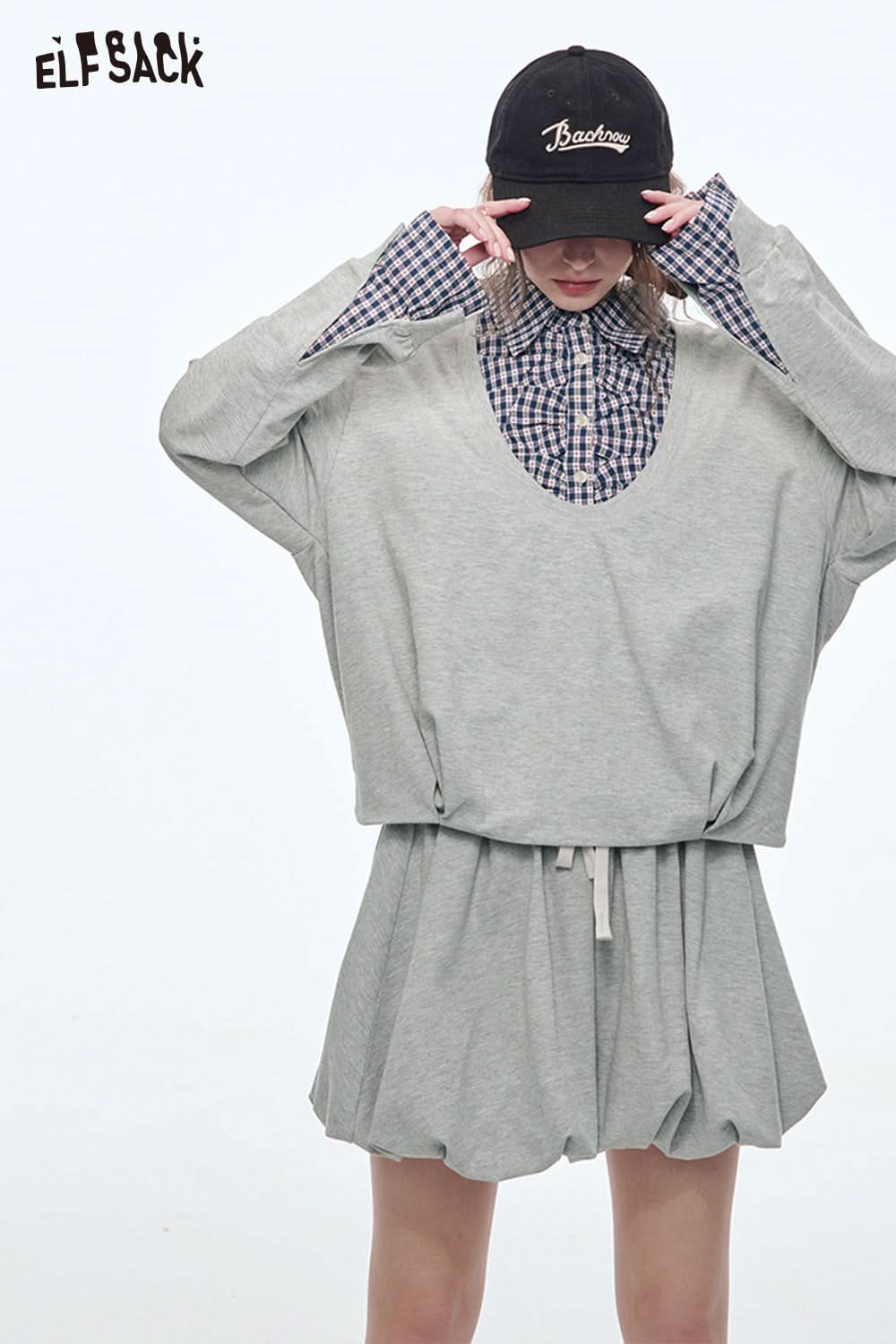 ELFSACK Sweet Sports Sweatshirt Mini Skirt Suit Women