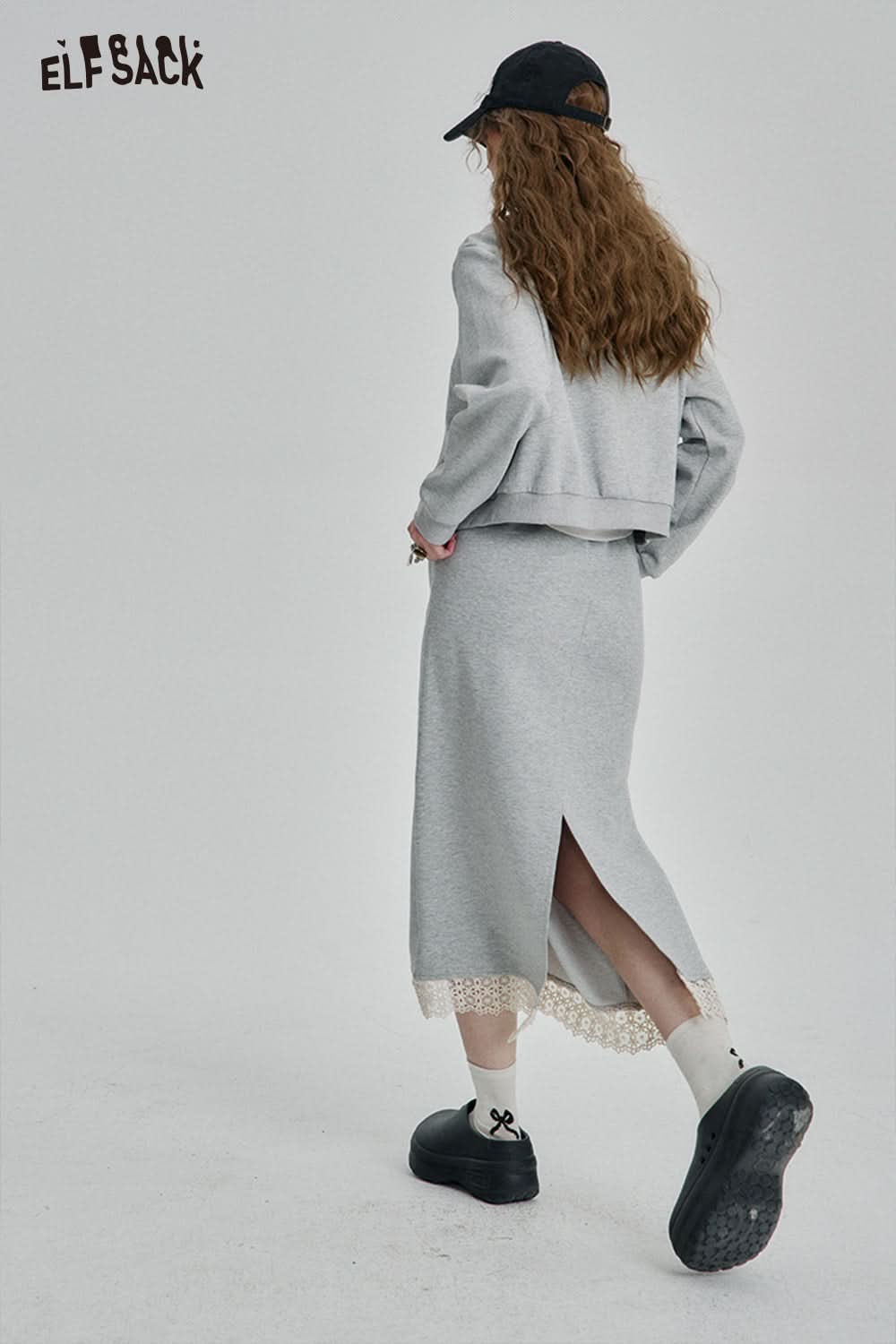 ELFSACK Zipper Hooded Long Sleeve Sweatshirt Long Skirt Set Sport Fashion Female Suits Y2k Clothes