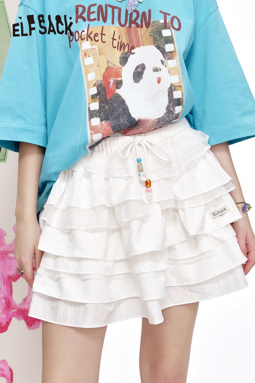 ELFSACK White multi-layer A-line cake skirt