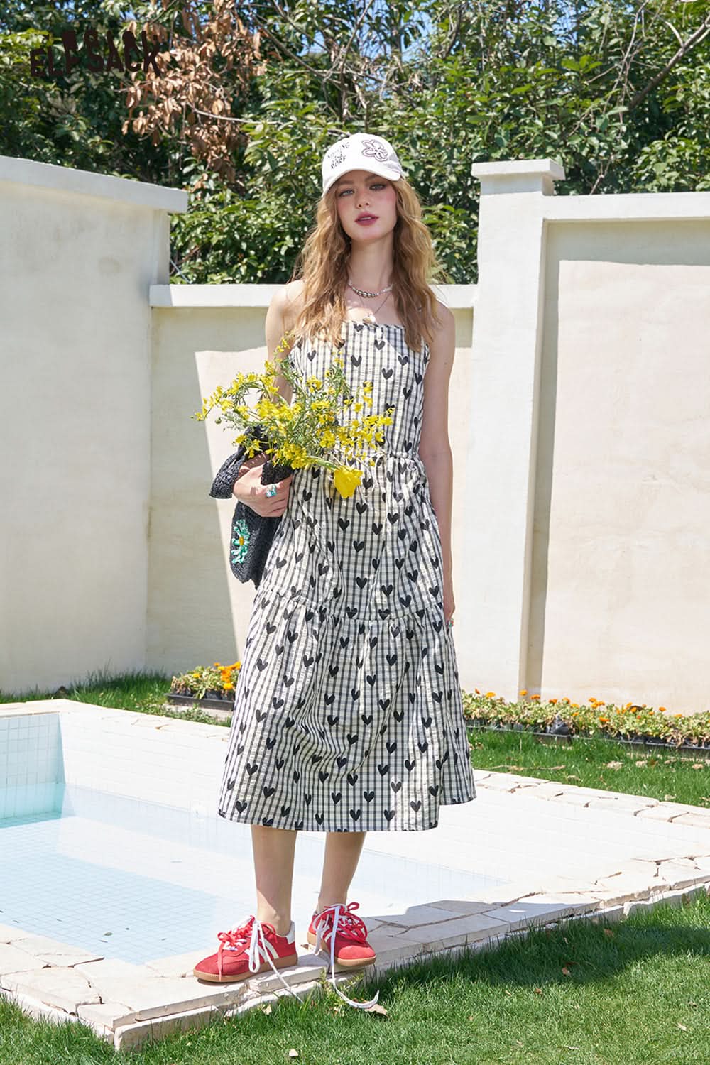 ELFSACK Plaid Chic Suspender Dress