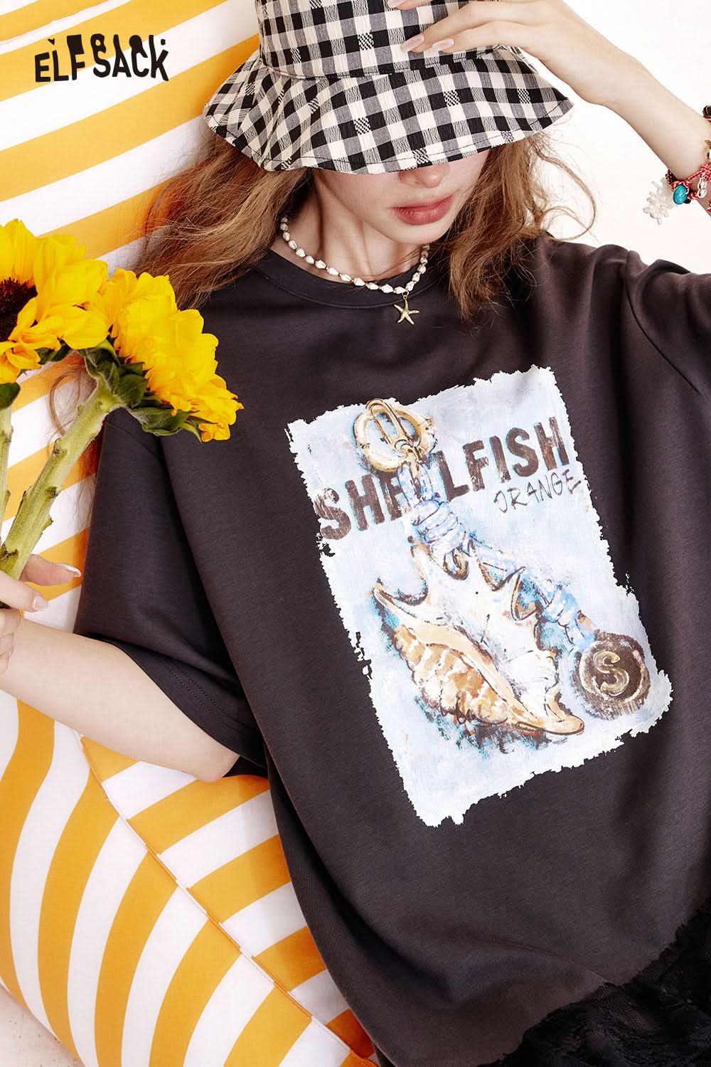 ELFSACK Original Printed Lace Patchwork Casual Dress