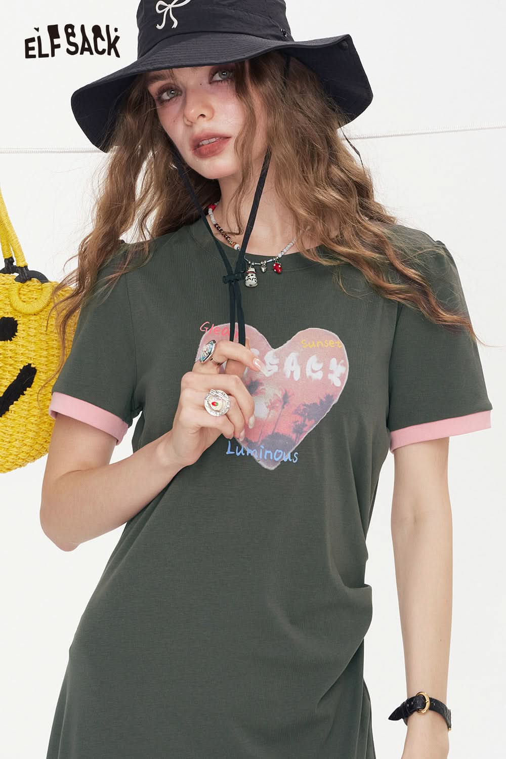 ELFSACK Love Printed Casual Dress