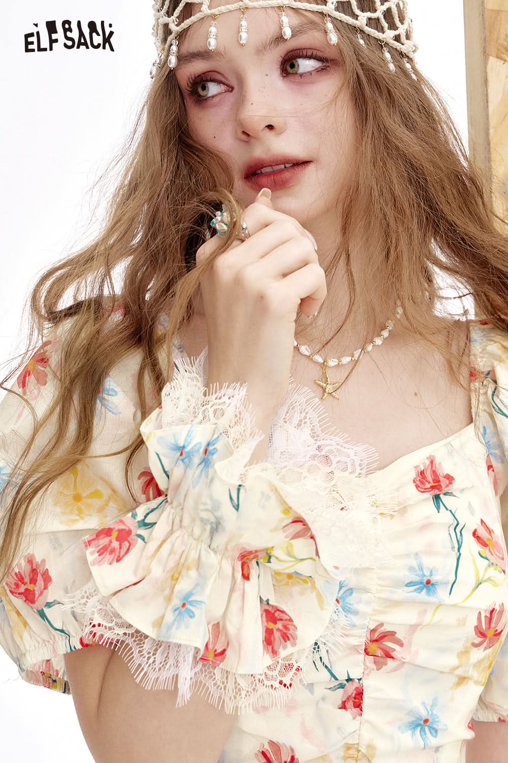 ELFSACK Bubble Sleeve Chic Long Dress