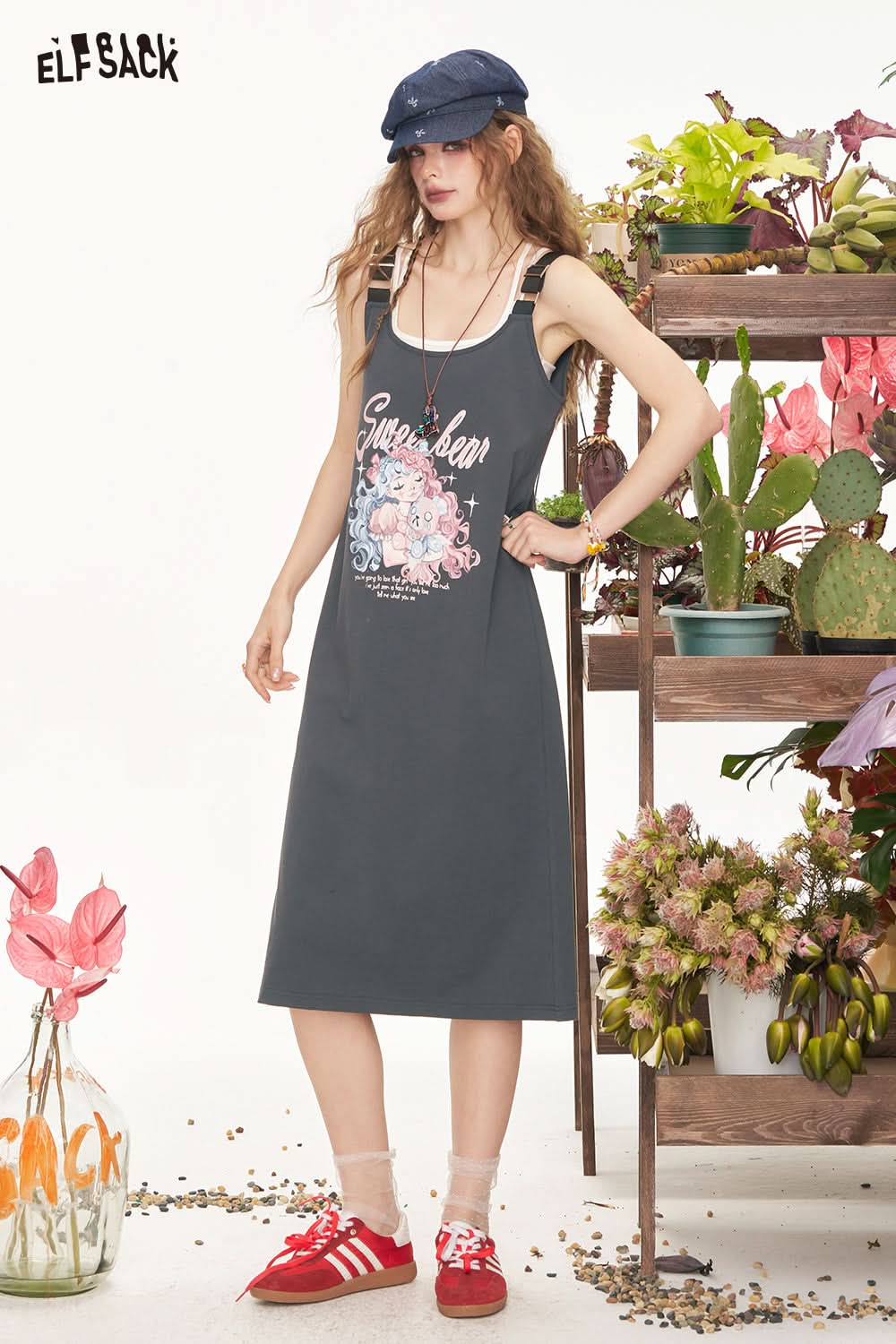 ELFSACK Retro Loose T-Shirt Casual Dress