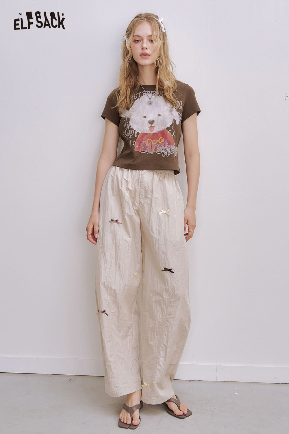 ELFSACK Dog Print Short Sleeved T-Shirt