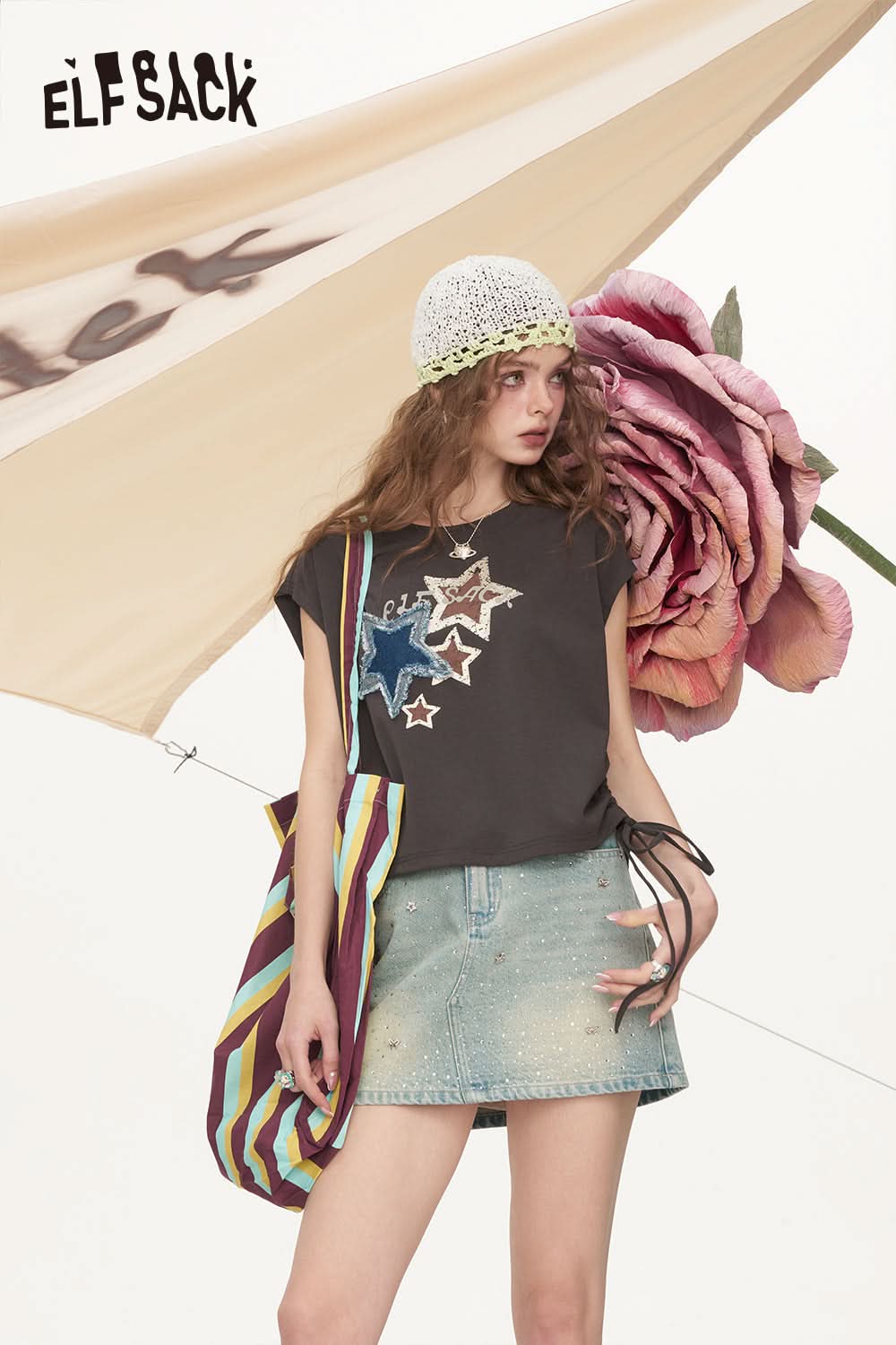 ELFSACK Retro Cowboy Star Loose Casual Sleeveless T-Shirt