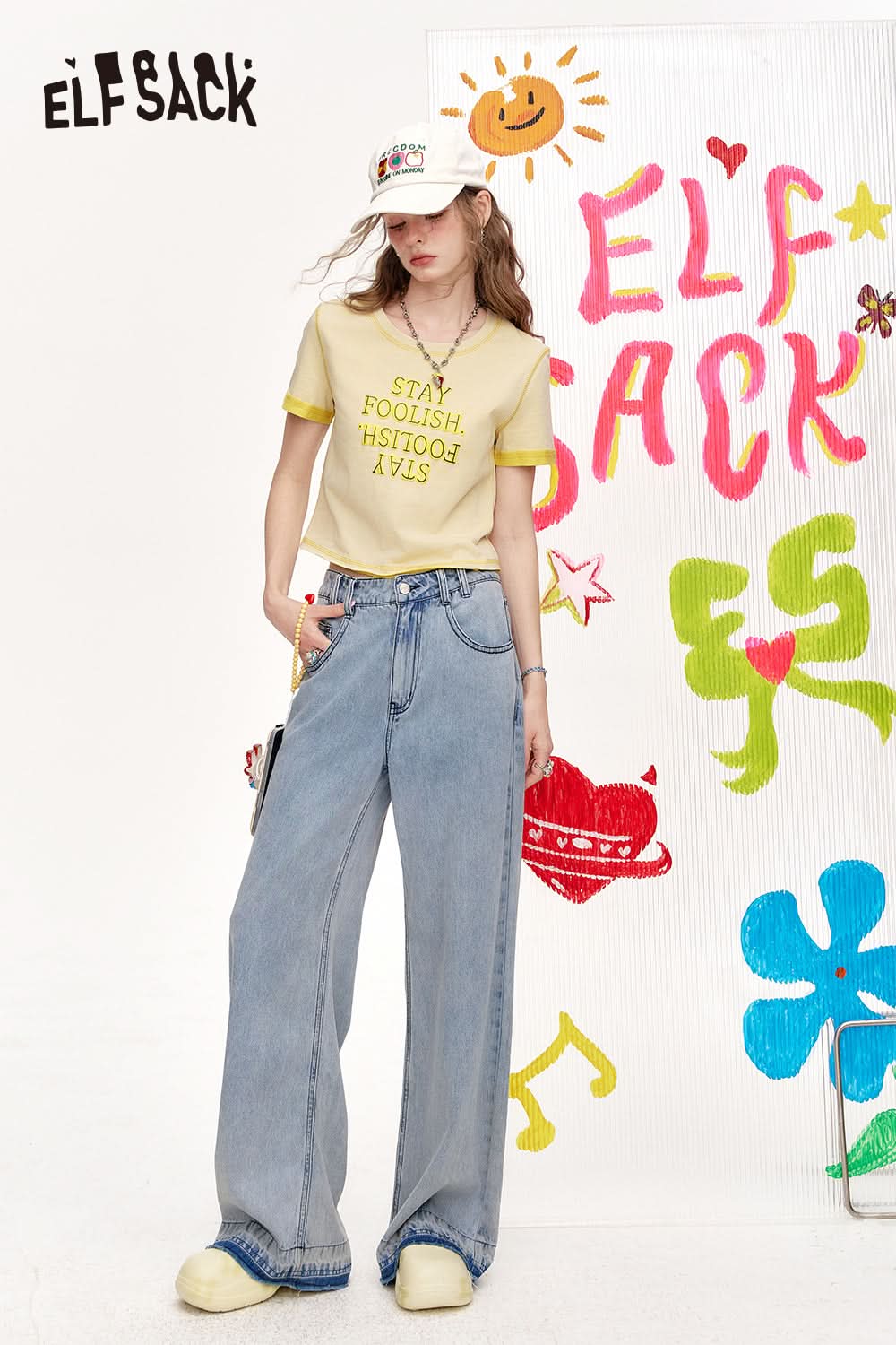 ELFSACK Product Letter Printed Loose Short Sleeve Women'S Casual T-Shirt