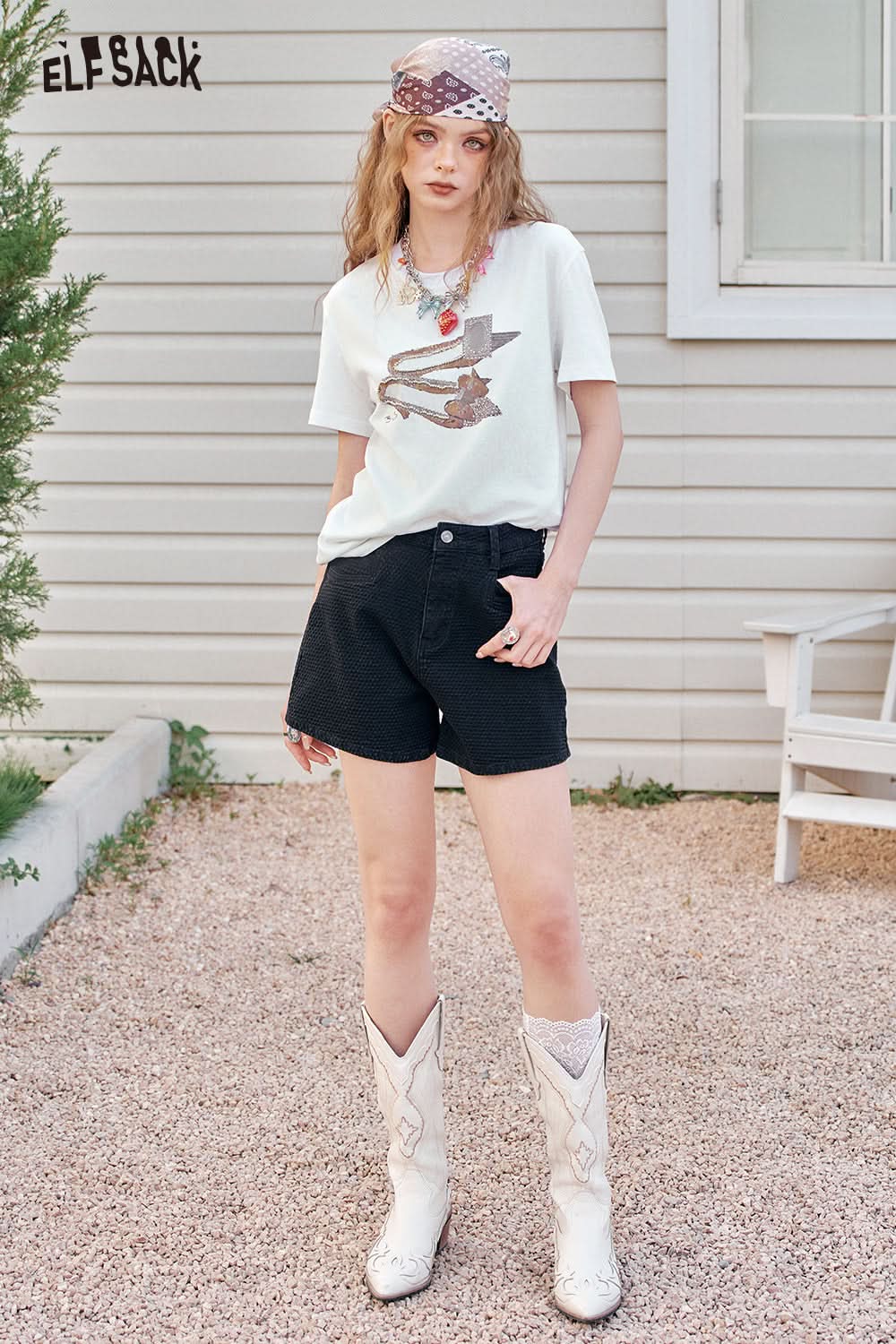 ELFSACK Fun Printed Short Sleeve Casual Loose T-Shirt