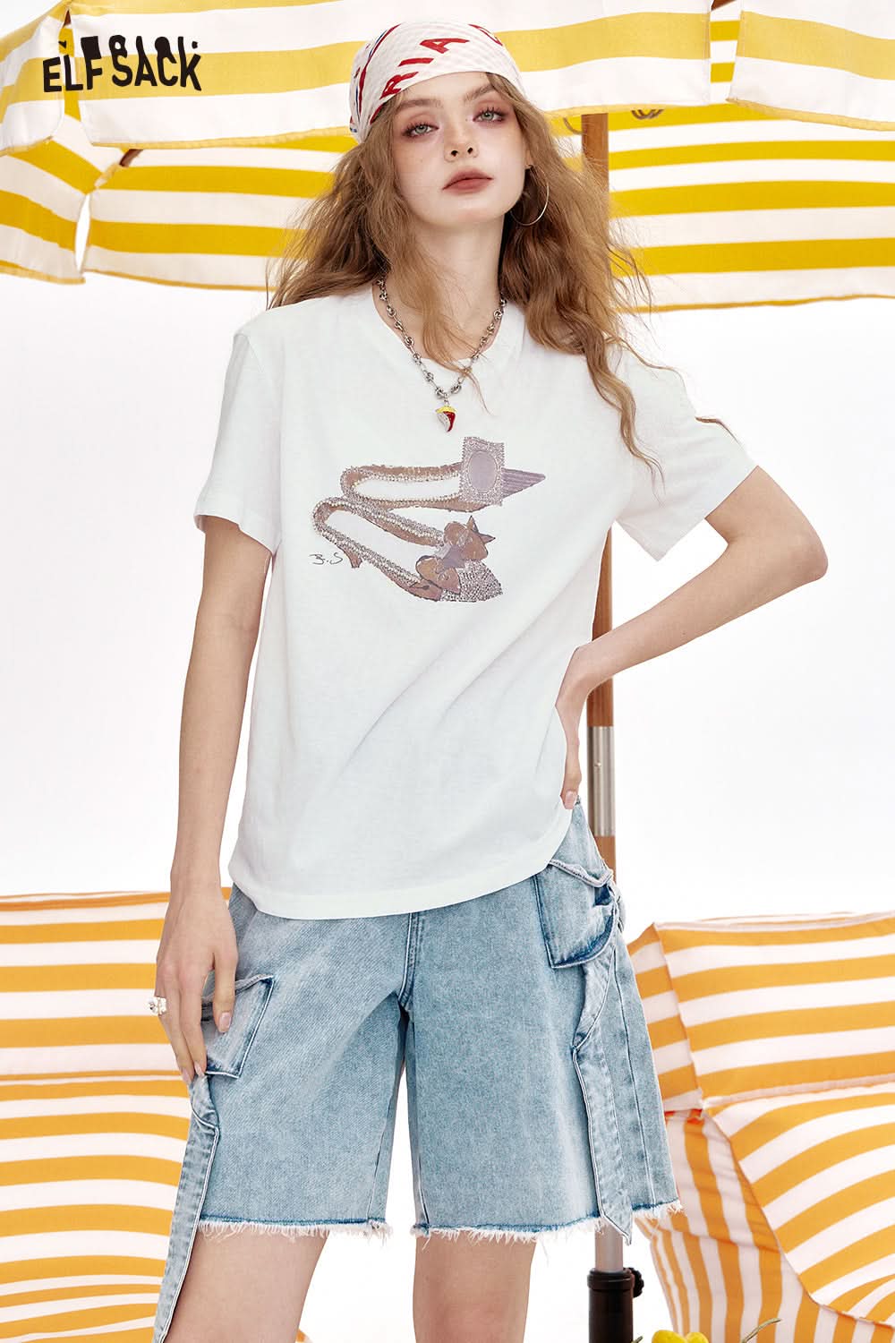 ELFSACK Fun Printed Short Sleeve Casual Loose T-Shirt