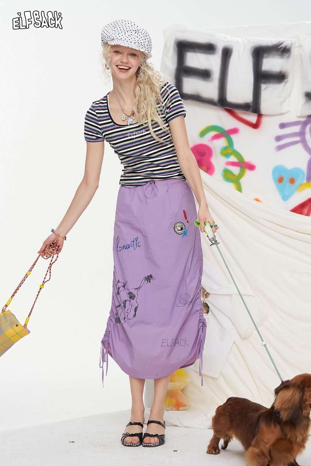 ELFSACK Chic Stripe Short Sleeve T-Shirt