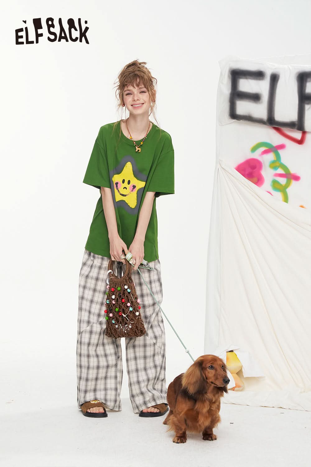 ELFSACK Star Print Short Sleeved Casual T-Shirt