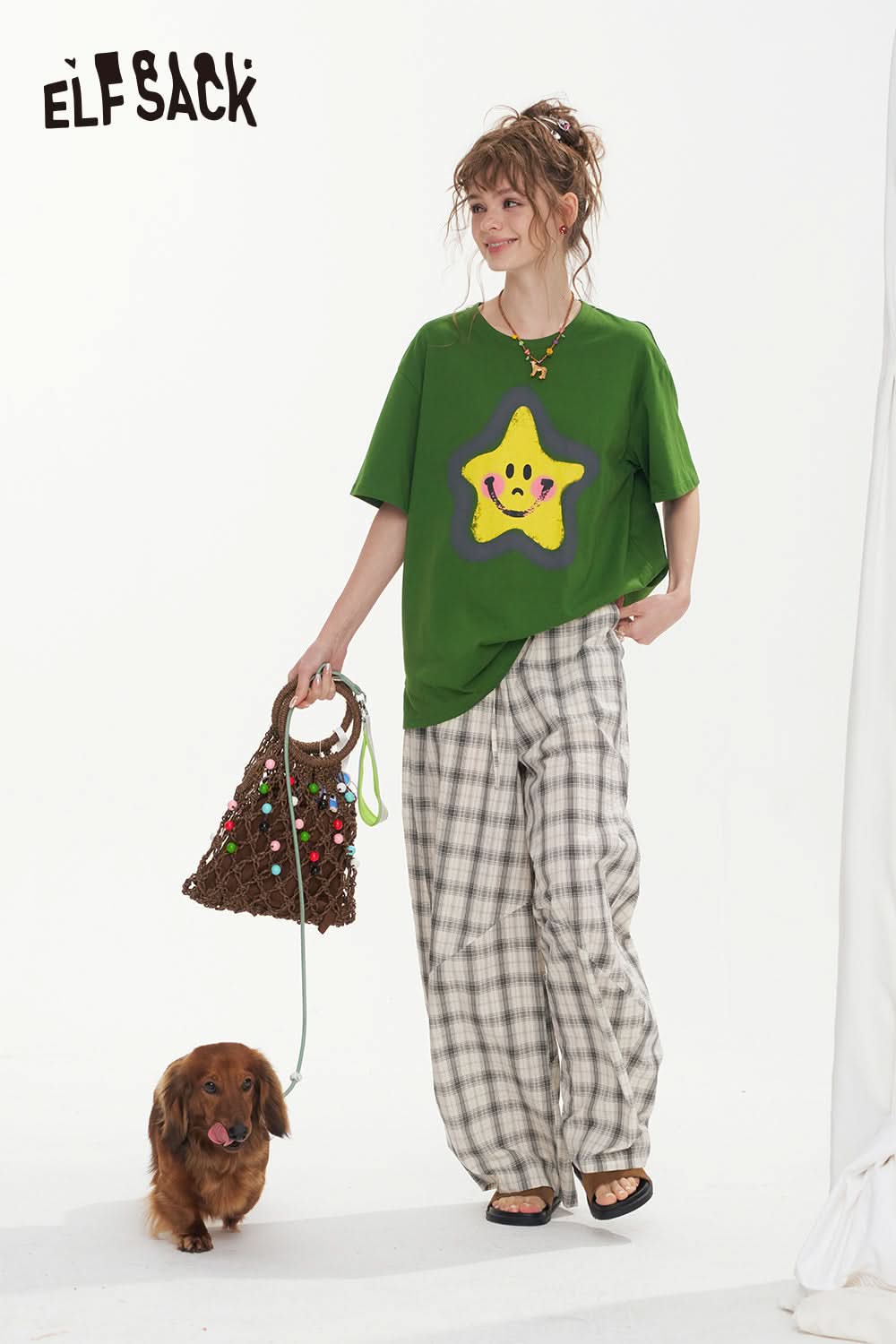 ELFSACK Star Print Short Sleeved Casual T-Shirt