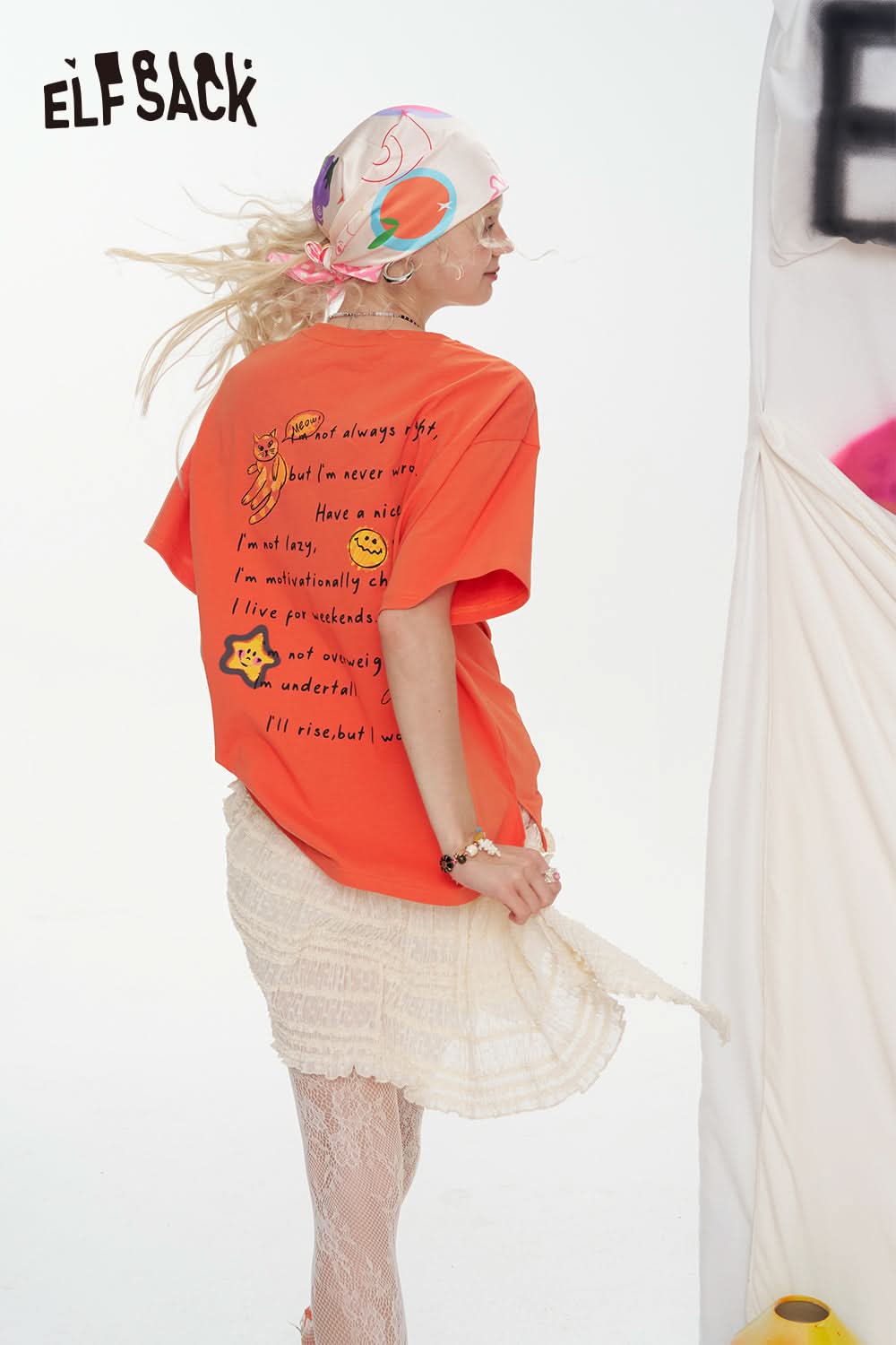 ELFSACK Star Print Short Sleeved Casual T-Shirt
