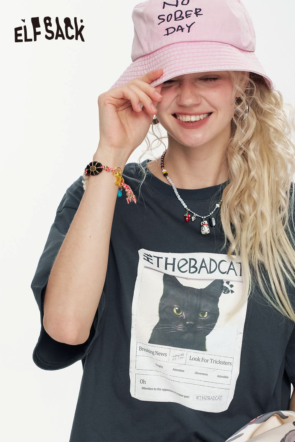 ELFSACK Print Casual Short Sleeve T-Shirt