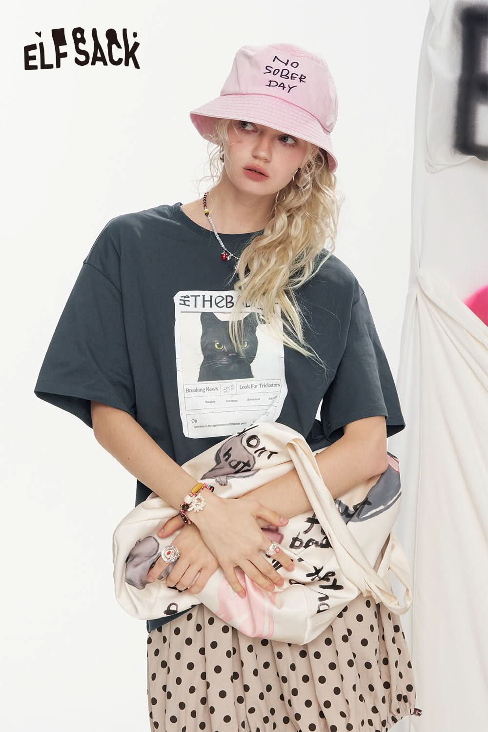 ELFSACK Print Casual Short Sleeve T-Shirt