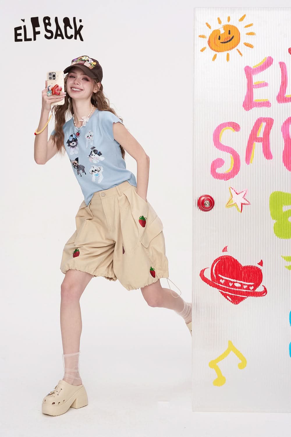 ELFSACK Printed Short Sleeved Chic T-Shirt