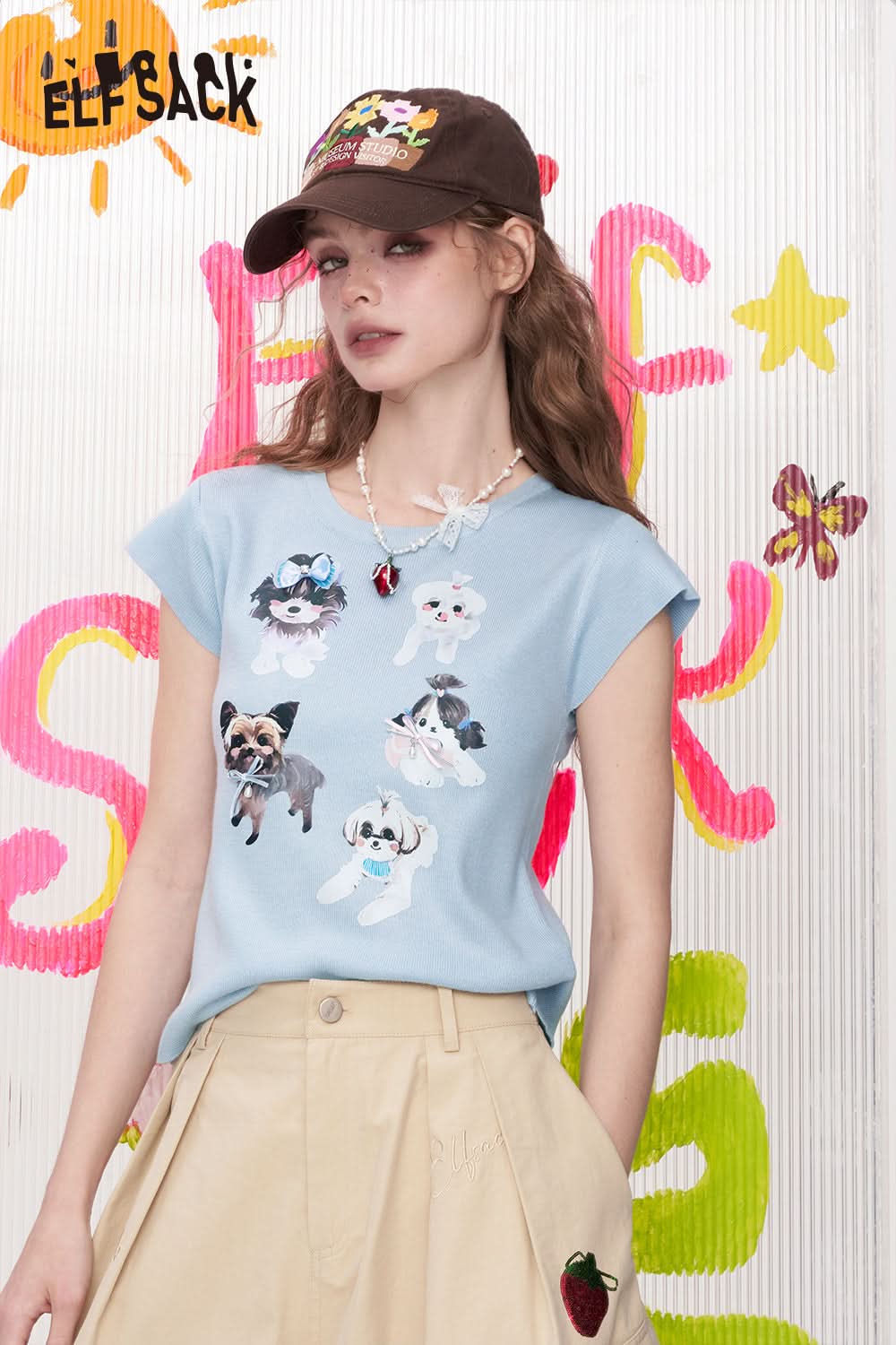 ELFSACK Printed Short Sleeved Chic T-Shirt