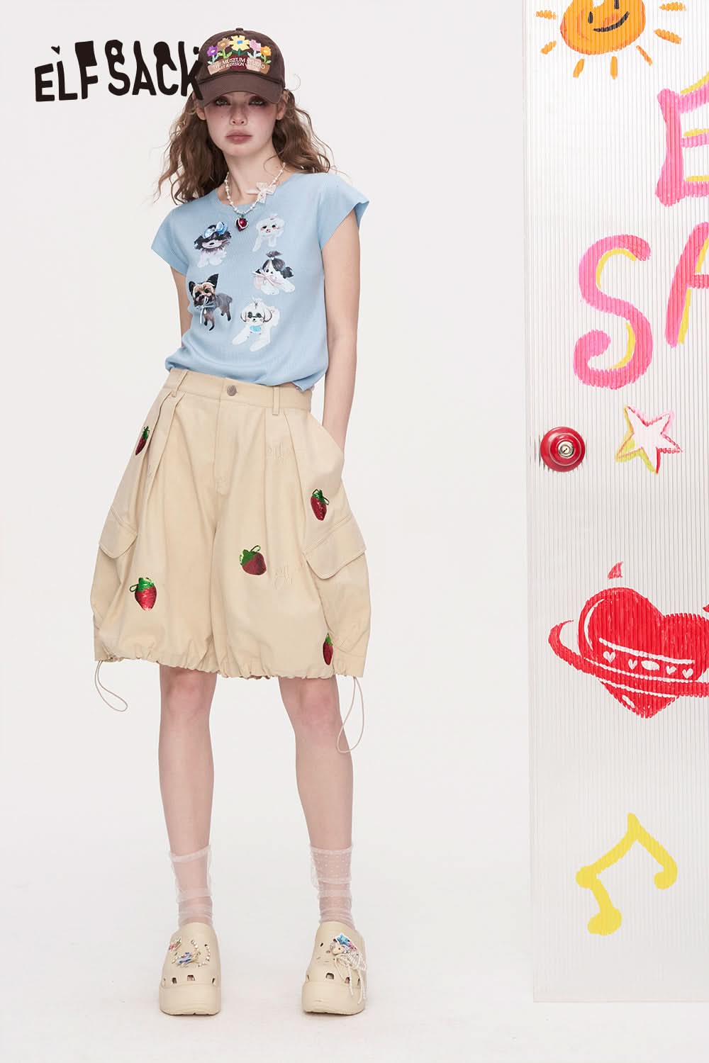 ELFSACK Printed Short Sleeved Chic T-Shirt