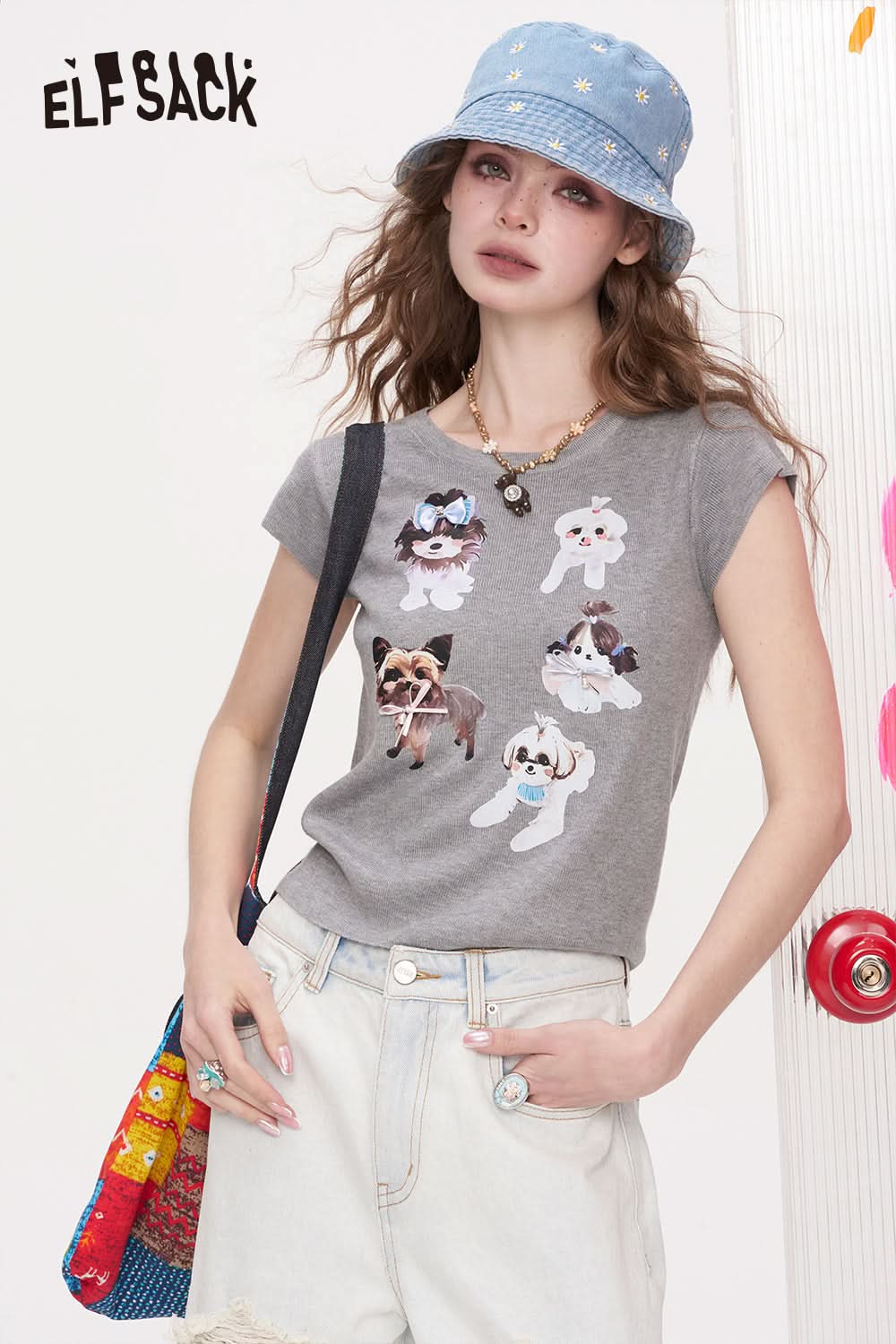 ELFSACK Printed Short Sleeved Chic T-Shirt