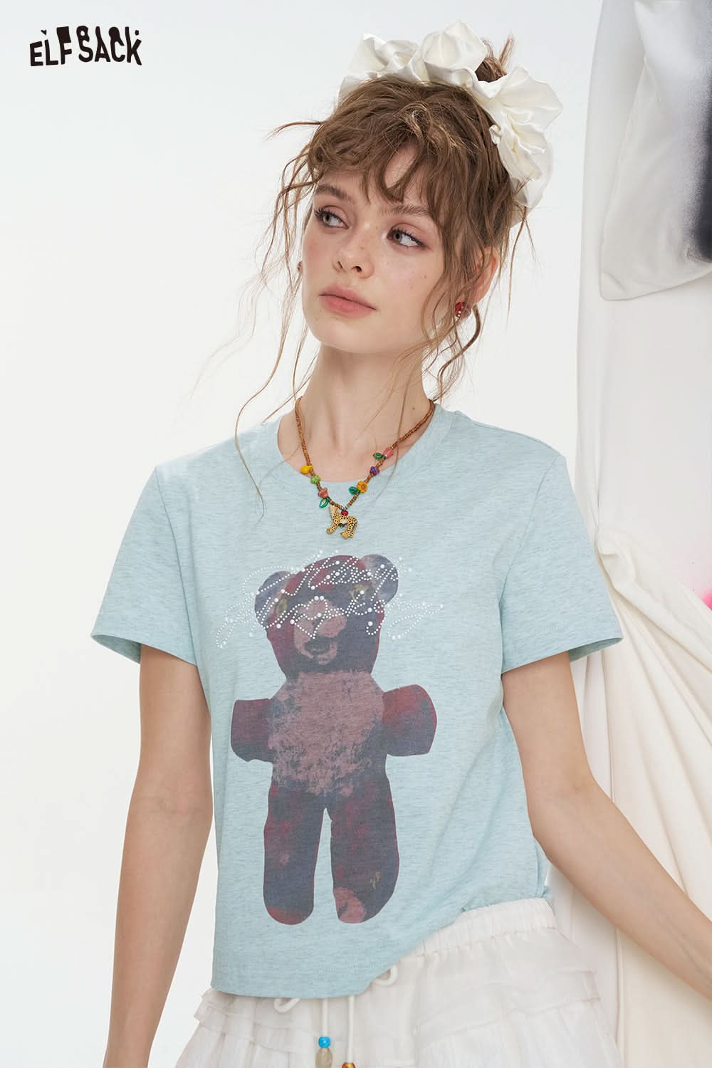 ELFSACK Little Bear Printed Short Sleeve Casual T-Shirt