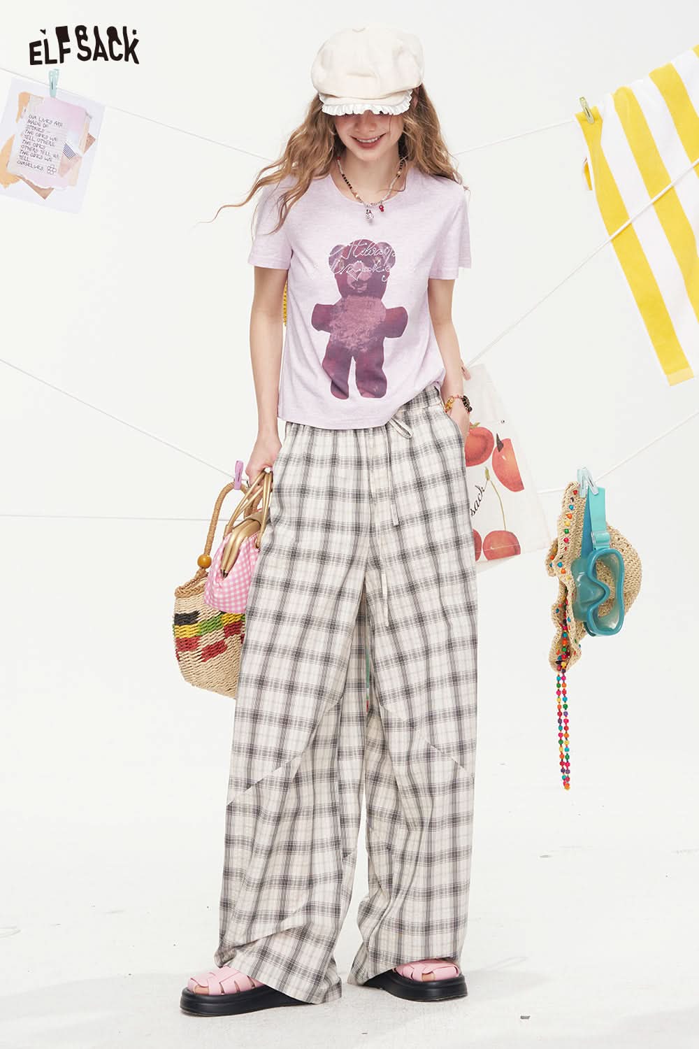 ELFSACK Little Bear Printed Short Sleeve Casual T-Shirt