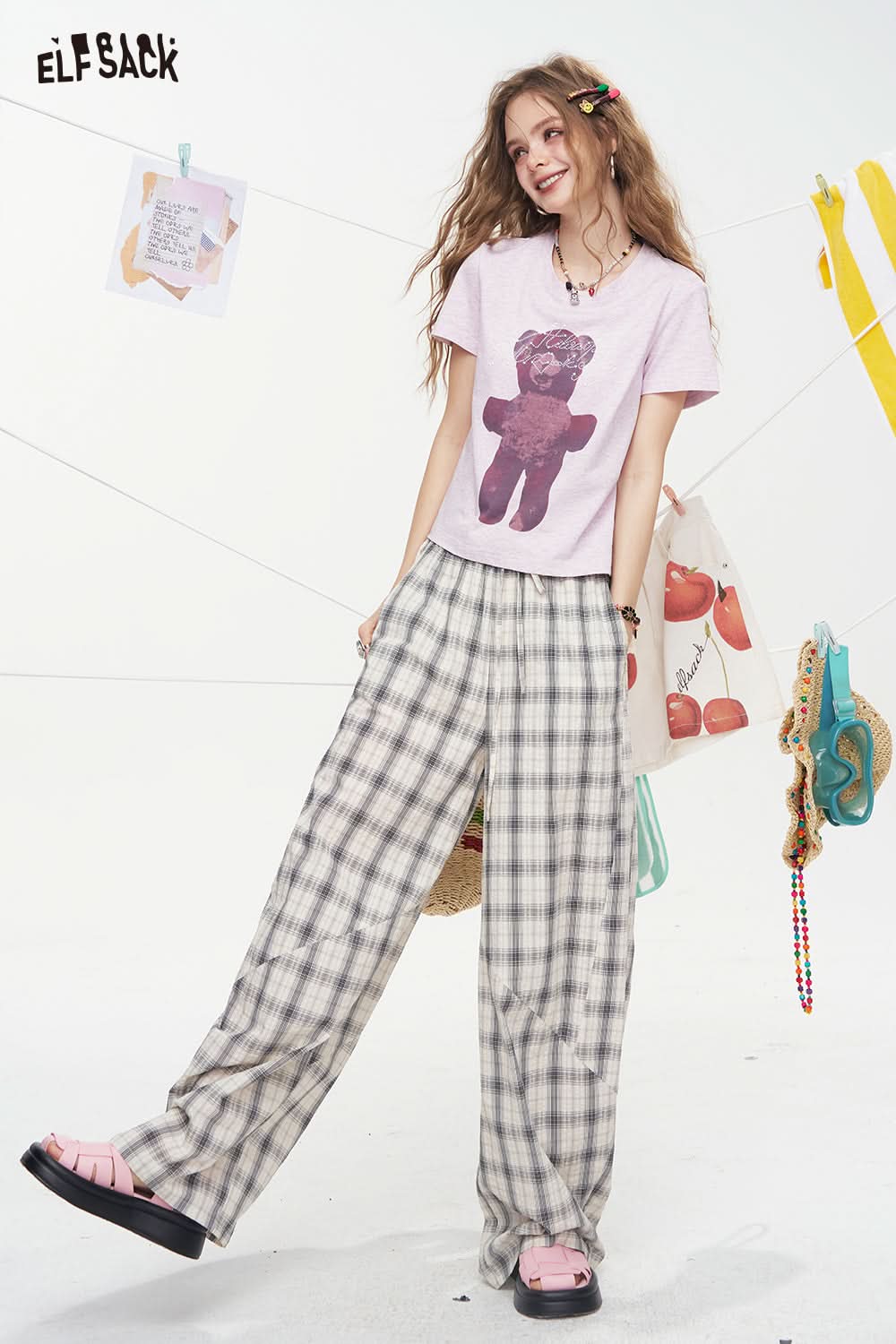 ELFSACK Little Bear Printed Short Sleeve Casual T-Shirt