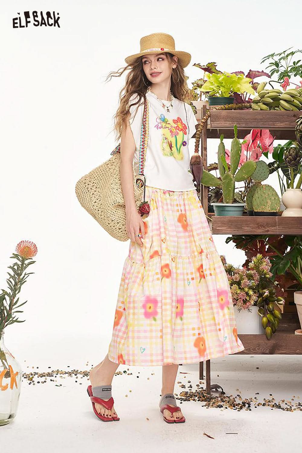 ELFSACK Y2K Printed Short Sleeve T-Shirt