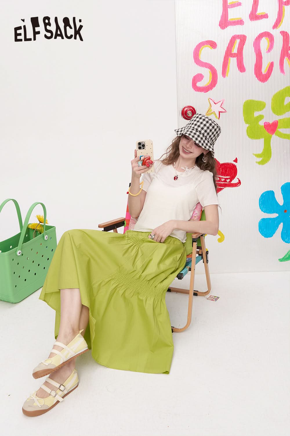 ELFSACK White Short Sleeved Knitted Sweater