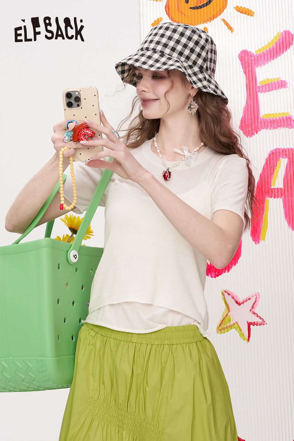 ELFSACK White Short Sleeved Knitted Sweater