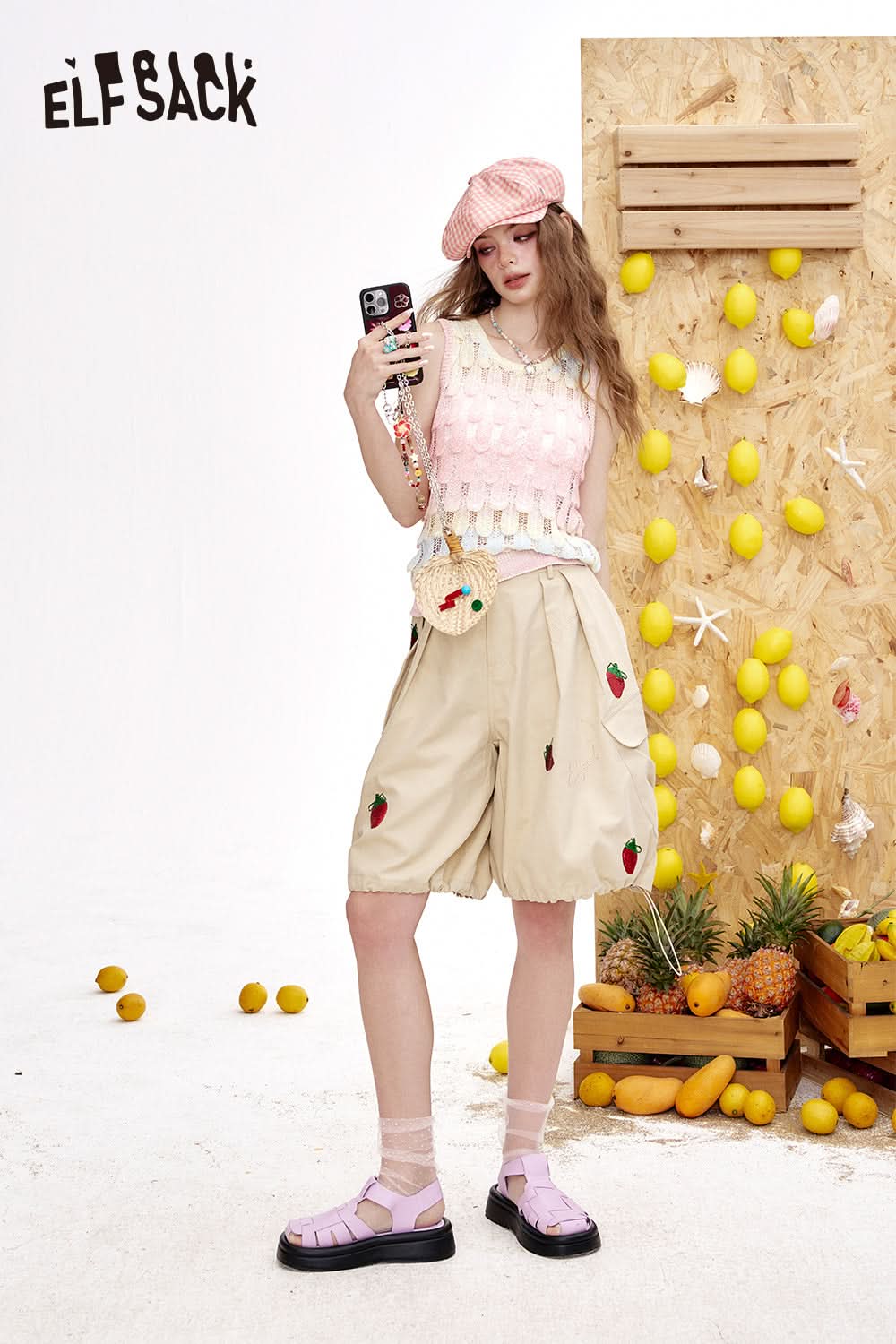 ELFSACK Color Blocked Hollow Knitted Chic Vest