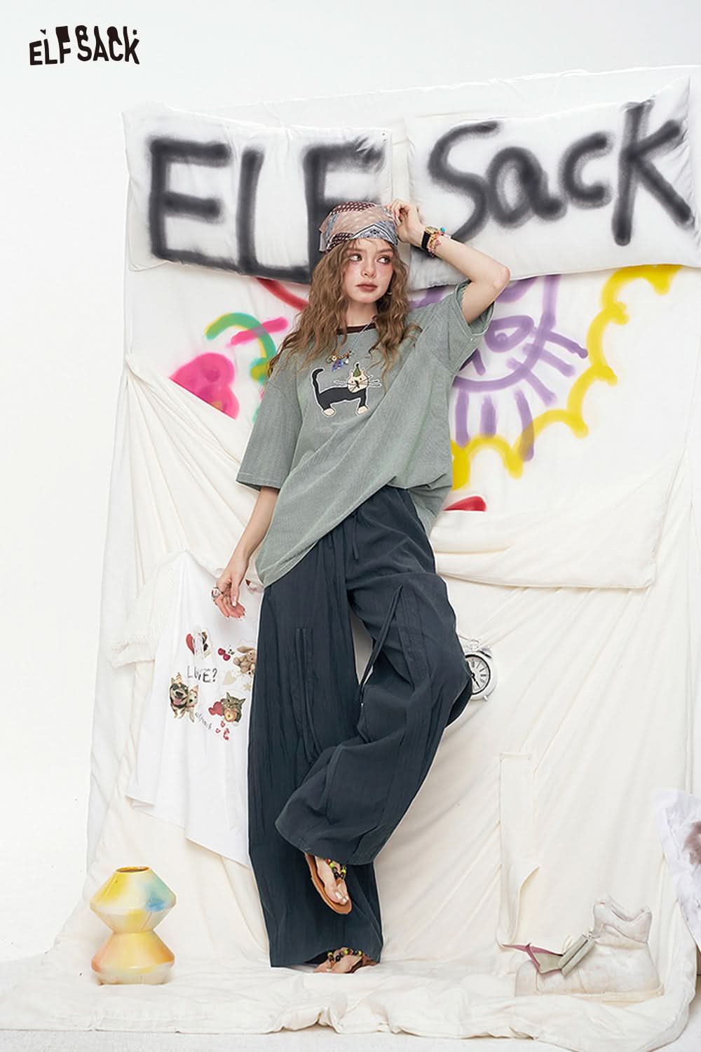 ELFSACK Casual Loose Wide Leg Pants