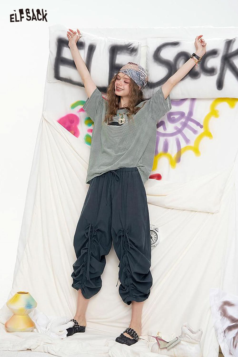 ELFSACK Casual Loose Wide Leg Pants