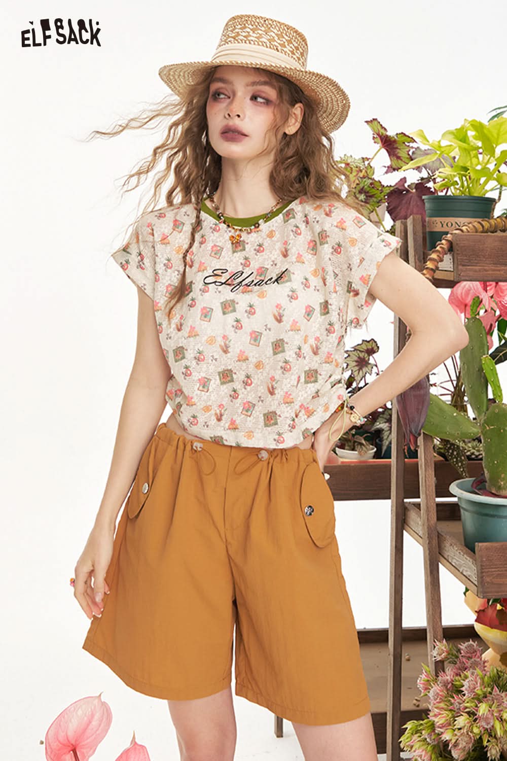 ELFSACK High Waisted Cargo Casual Shorts