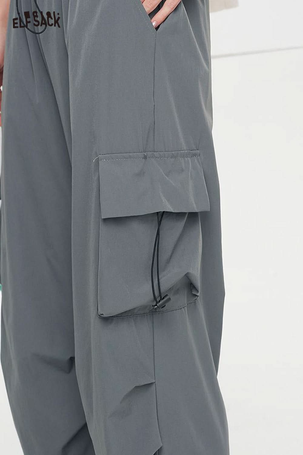 ELFSACK High Waisted Straight Leg Casual Cargo Pants