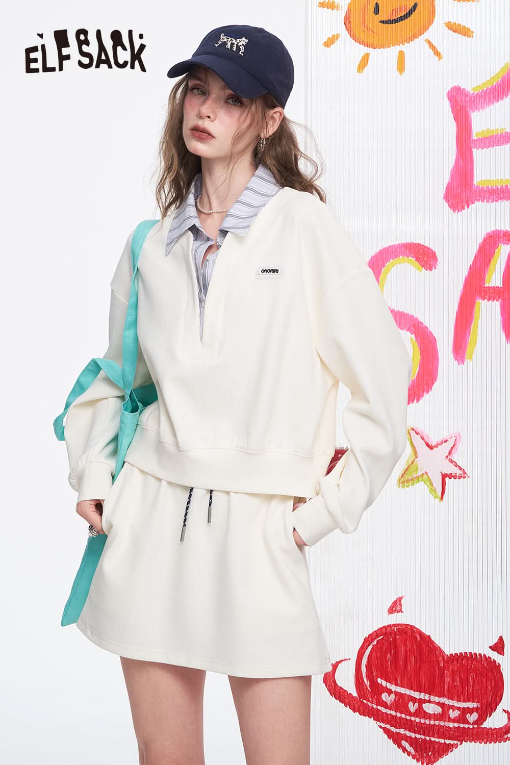 ELFSACK Women'S Two-Piece Hoodie And Skirt Set