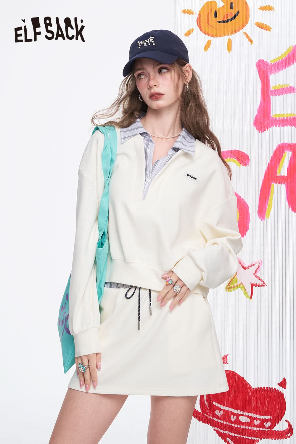 ELFSACK Women'S Two-Piece Hoodie And Skirt Set