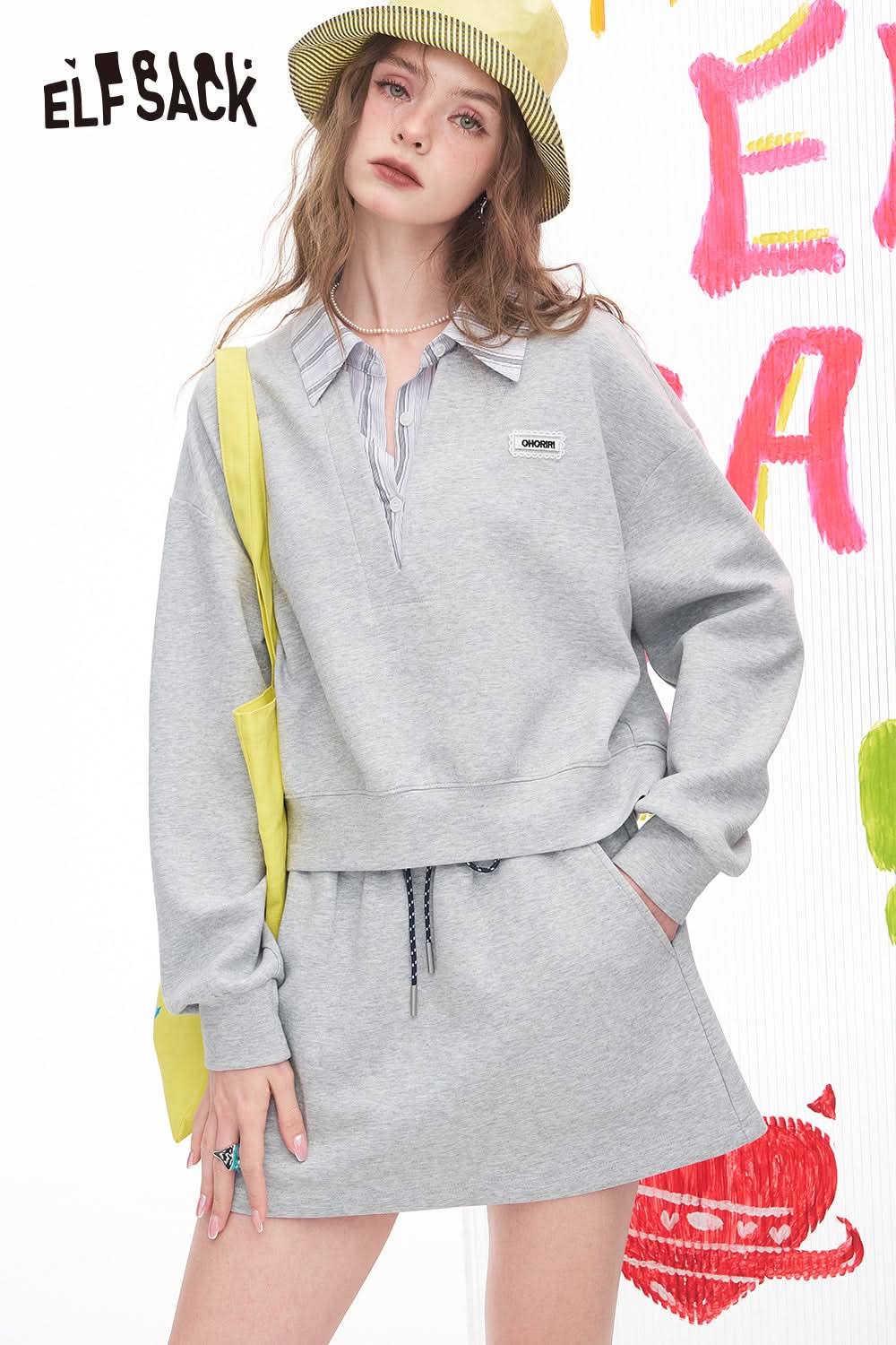 ELFSACK Women'S Two-Piece Hoodie And Skirt Set