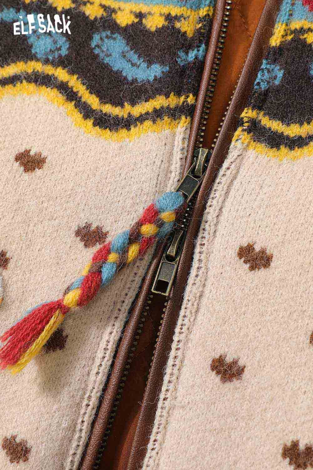 ELFSACK 3D dog graphic lapel coat with colorful zipper detail and cozy design